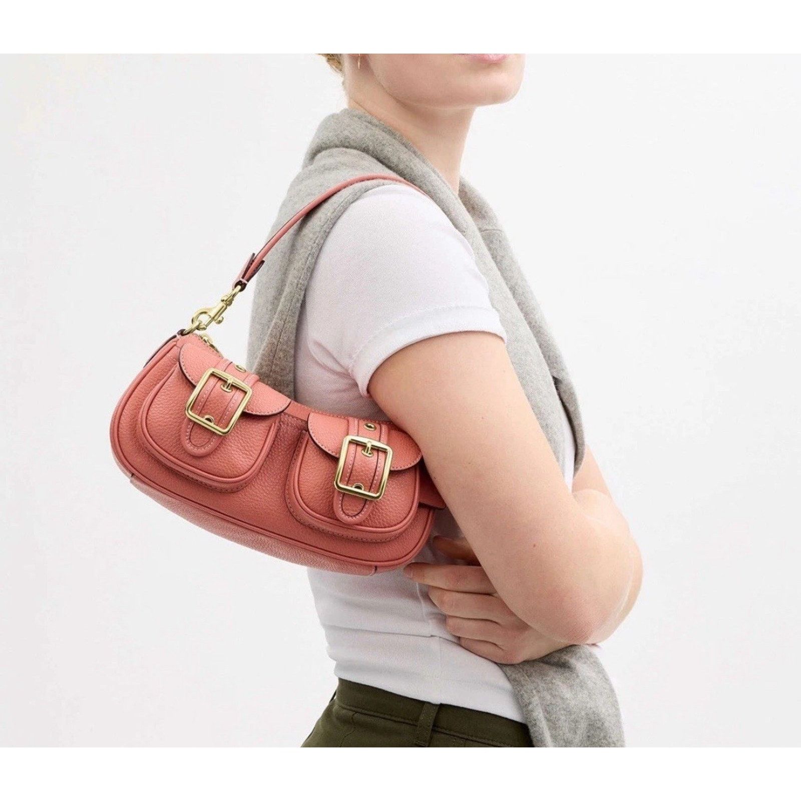 Coach NWT COACH CM079 Ashton Shoulder Bag Leather Burnt Coral Size ONE SIZE - 10 Thumbnail
