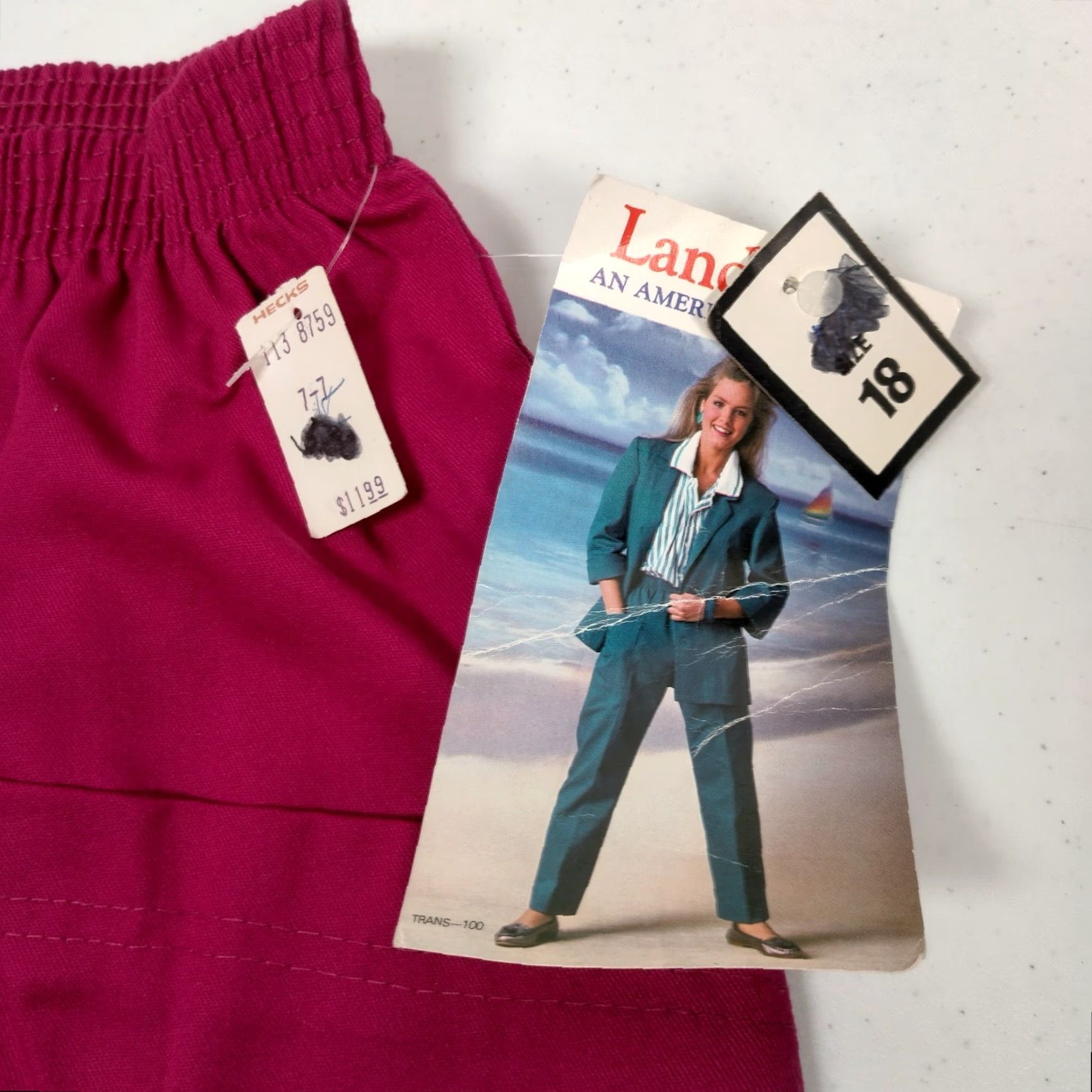 Vintage VINTAGE Land' n Sea Skirt 18 Maroon A-Line Midi Elastic Pull On Pockets Womens Cotton Polyester Twill Classic Modest Office Wear 50" Hips 30" Waist Size 40" / US 18 - 6 Thumbnail