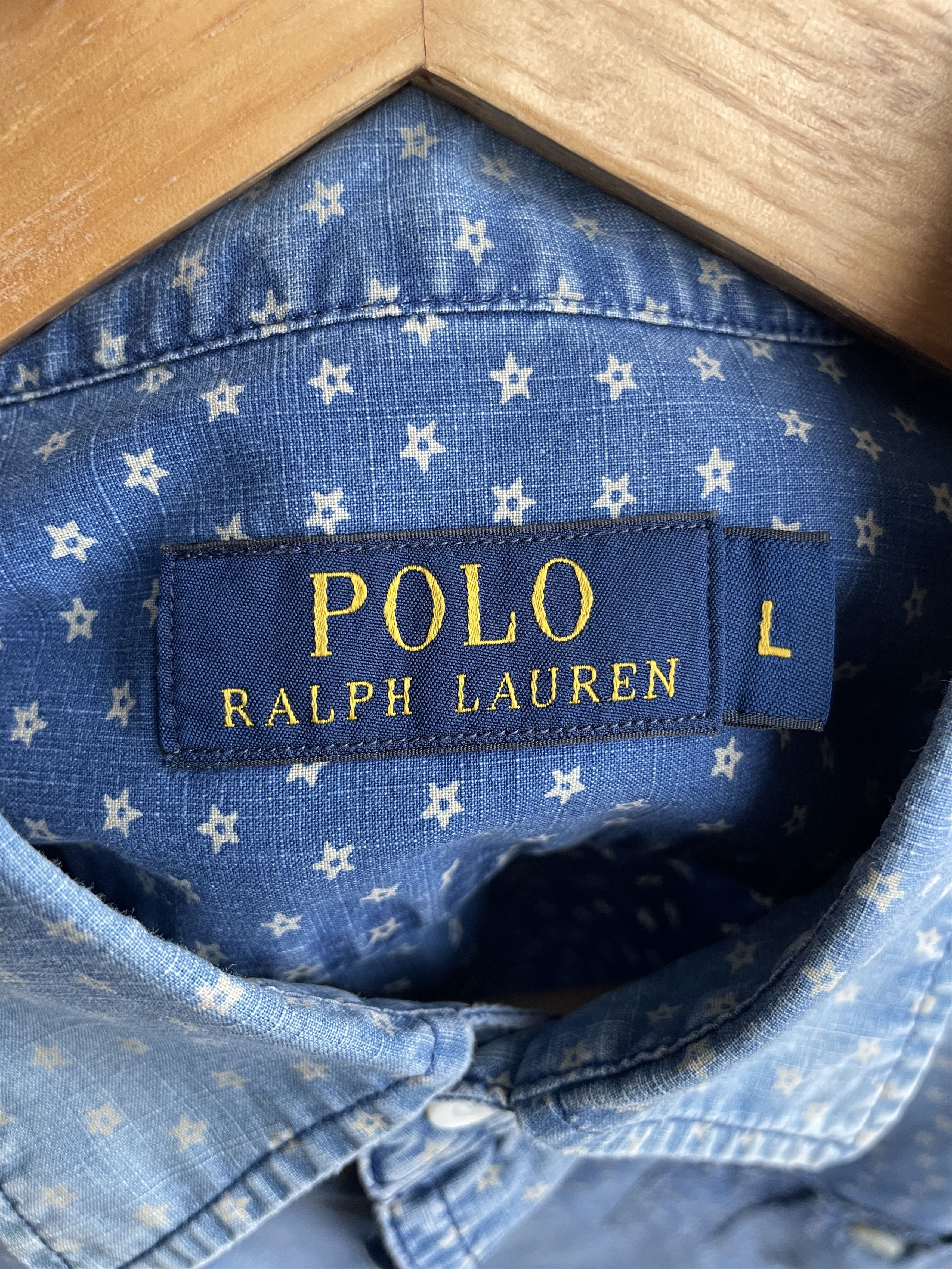 Polo Ralph Lauren Polo Ralph Lauren Indigo Sun Faded Star Pattern Shirt Size L Size US L / EU 52-54 / 3 - 11 Thumbnail