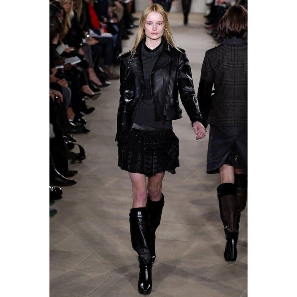 image of Belstaff Runway Gainsborough Leather Knee-High Boots 41 11 in Black, Women's