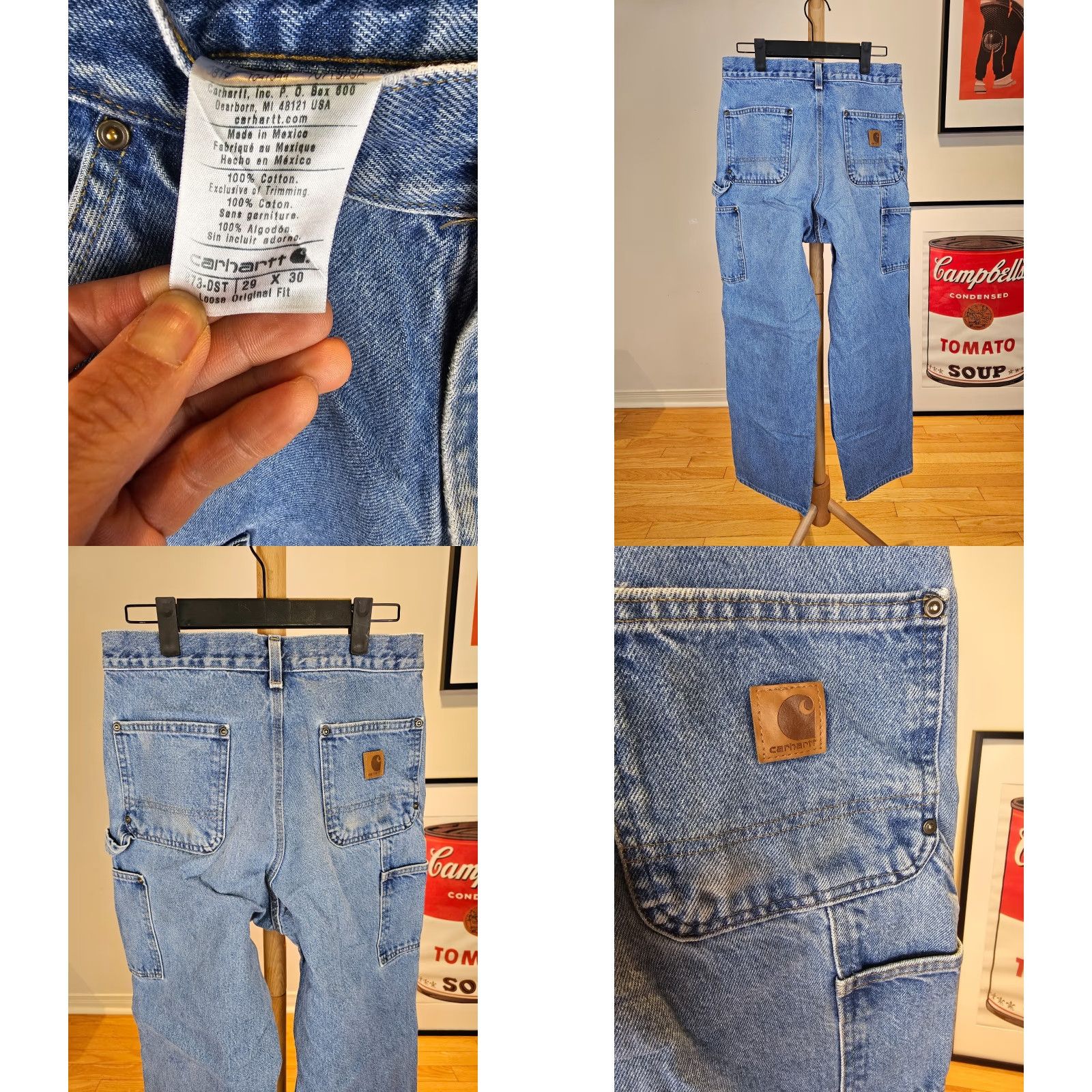 Carhartt VINTAGE Carhartt Denim DOUBLE KNEE WORK JEANS PANTS 29X30 04 Jeans Pants Blue Mens Carpenter Canvas Denim 90s 2000s Size US 29 - 8 Thumbnail