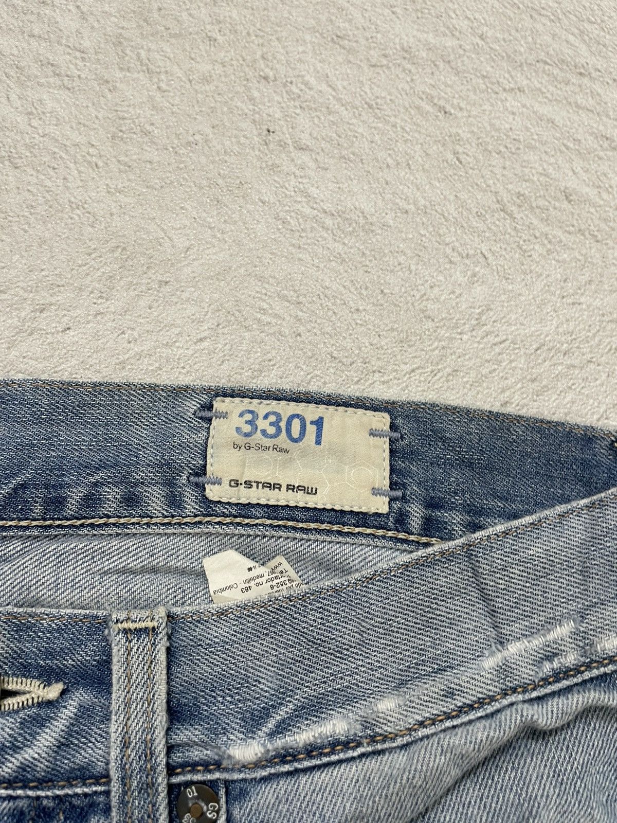 Japanese Brand 2000s G-Straw Blue Denim Ripped Washed Jeans Y2K Size US 31 - 6 Thumbnail