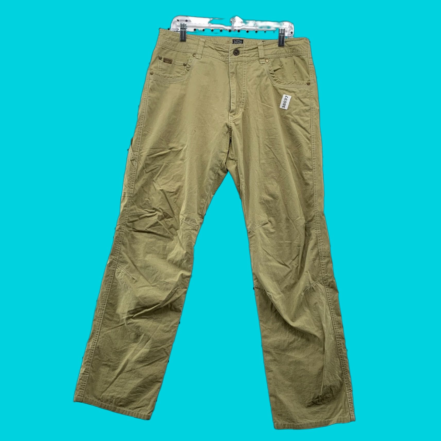 Kuhl Hiking Pants Mens Size 34x32 Tan Outdoor Straight Leg Vintage Patina Dye