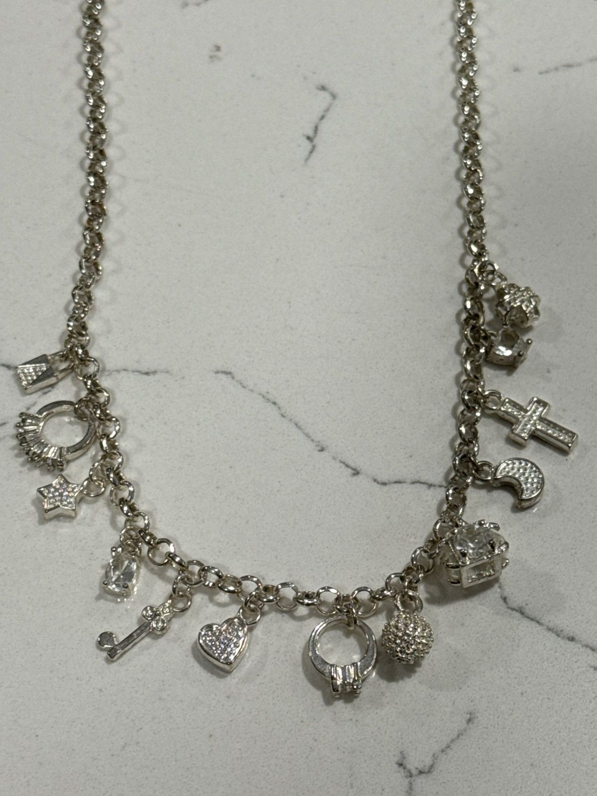 Sterling Silver Y2K Sterling Silver Charm Necklace Coquette Size ONE SIZE - 2 Thumbnail