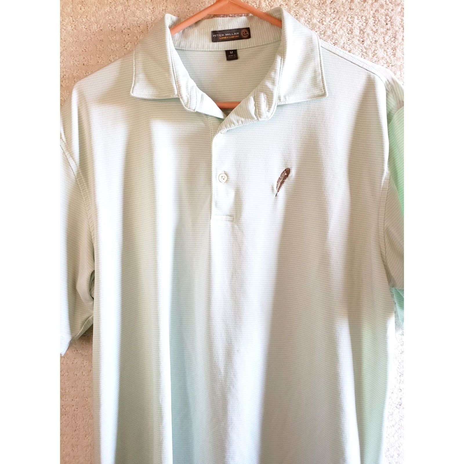 Peter Millar Peter Millar Summer Comfort Shirt Men's M Mint Striped Golf Wicking Polyester Shirt Size US M / EU 48-50 / 2 - 3 Thumbnail