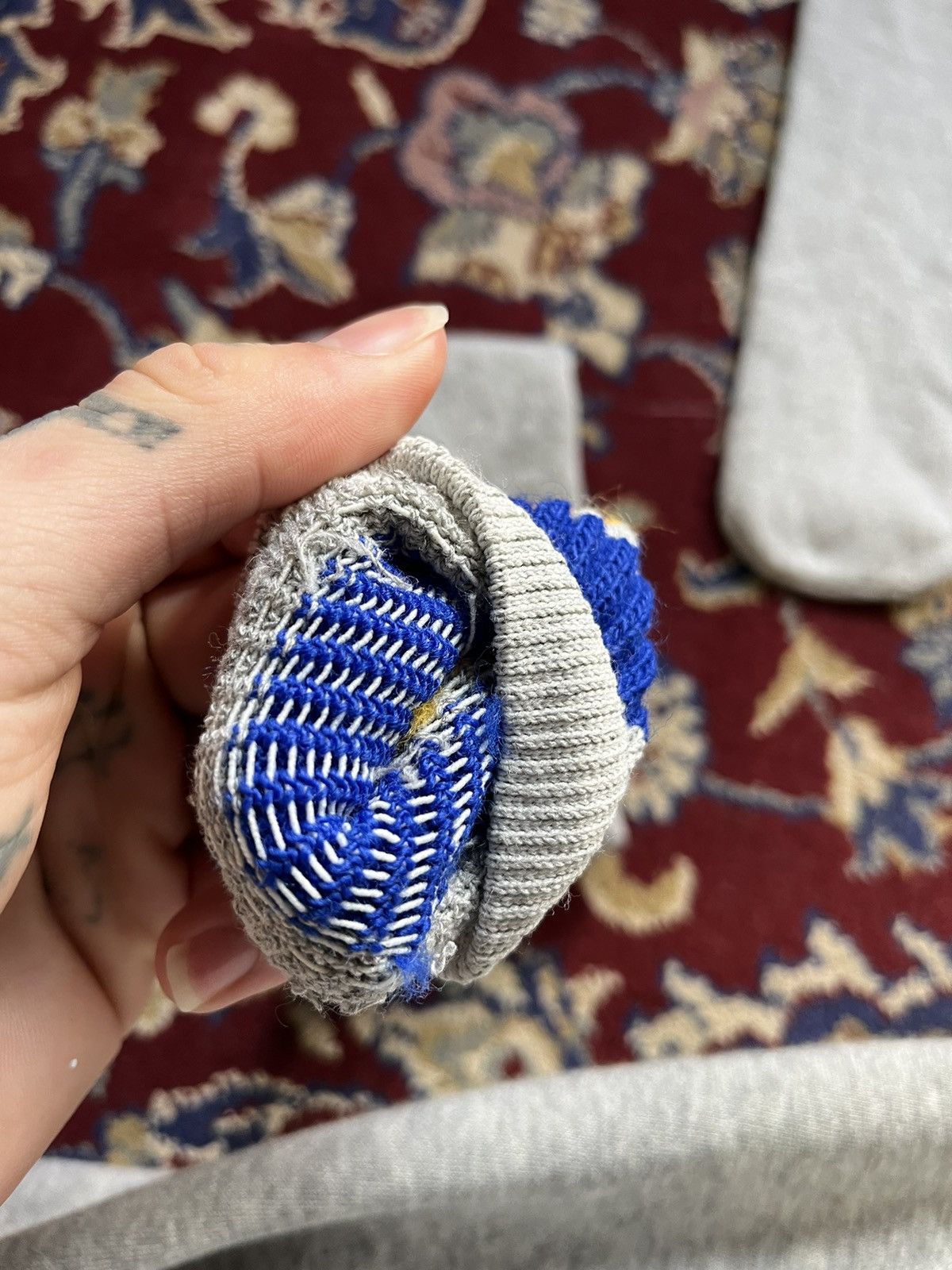 Japanese Brand × Vintage Vintage 1960s Thick Tub Socks Grey/Blue/Yellow Size M Size ONE SIZE - 5 Thumbnail