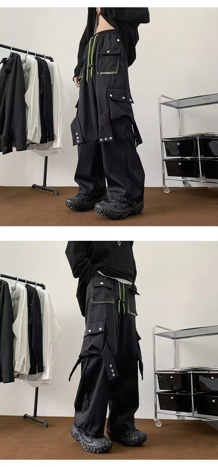 Japanese Brand × Vintage American Style Wide-leg Cargo Pants For Men Spring Autumn Size US 28 / EU 44 - 3 Thumbnail
