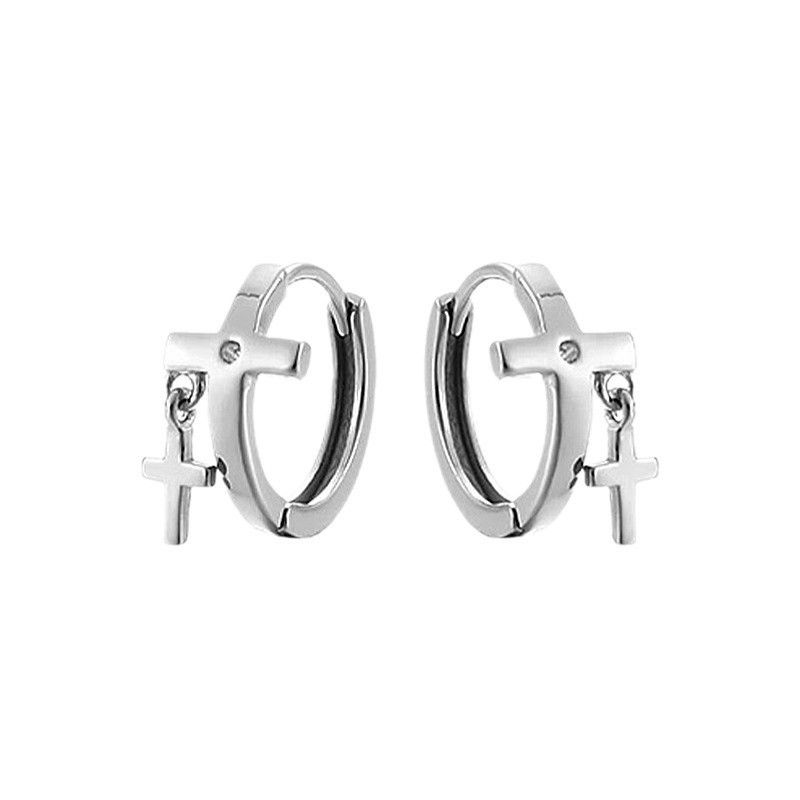 Jewelry Cross Modern Earrings One Pairs Chrome Jewelry Size ONE SIZE - 5 Thumbnail