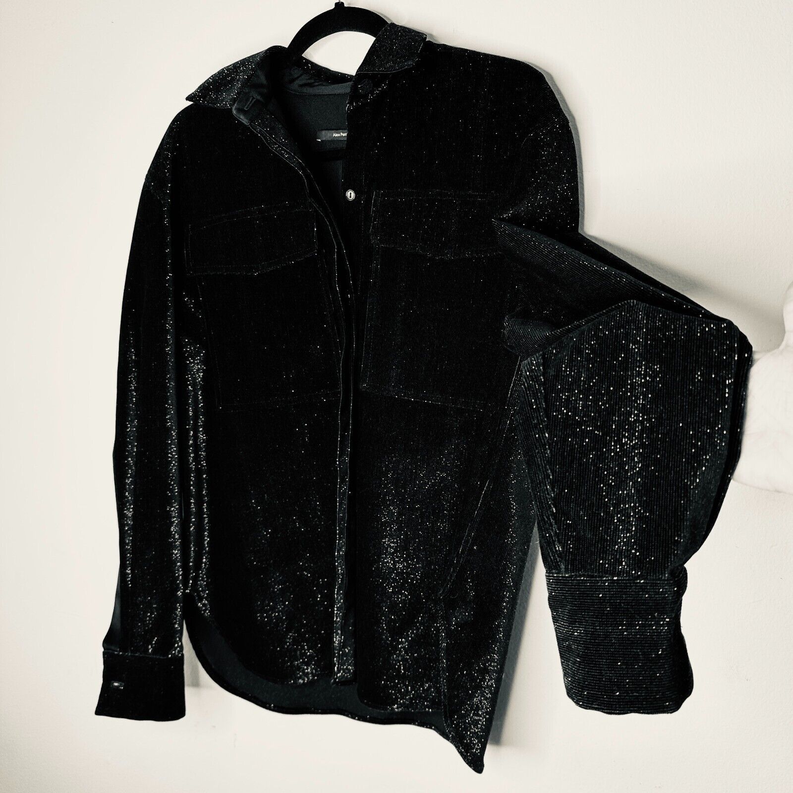 Alex Perry Alex Perry SET Black Shimmer Long Sleeve Shirt Mini Skirt 6 Size S / US 4 / IT 40 - 5 Thumbnail