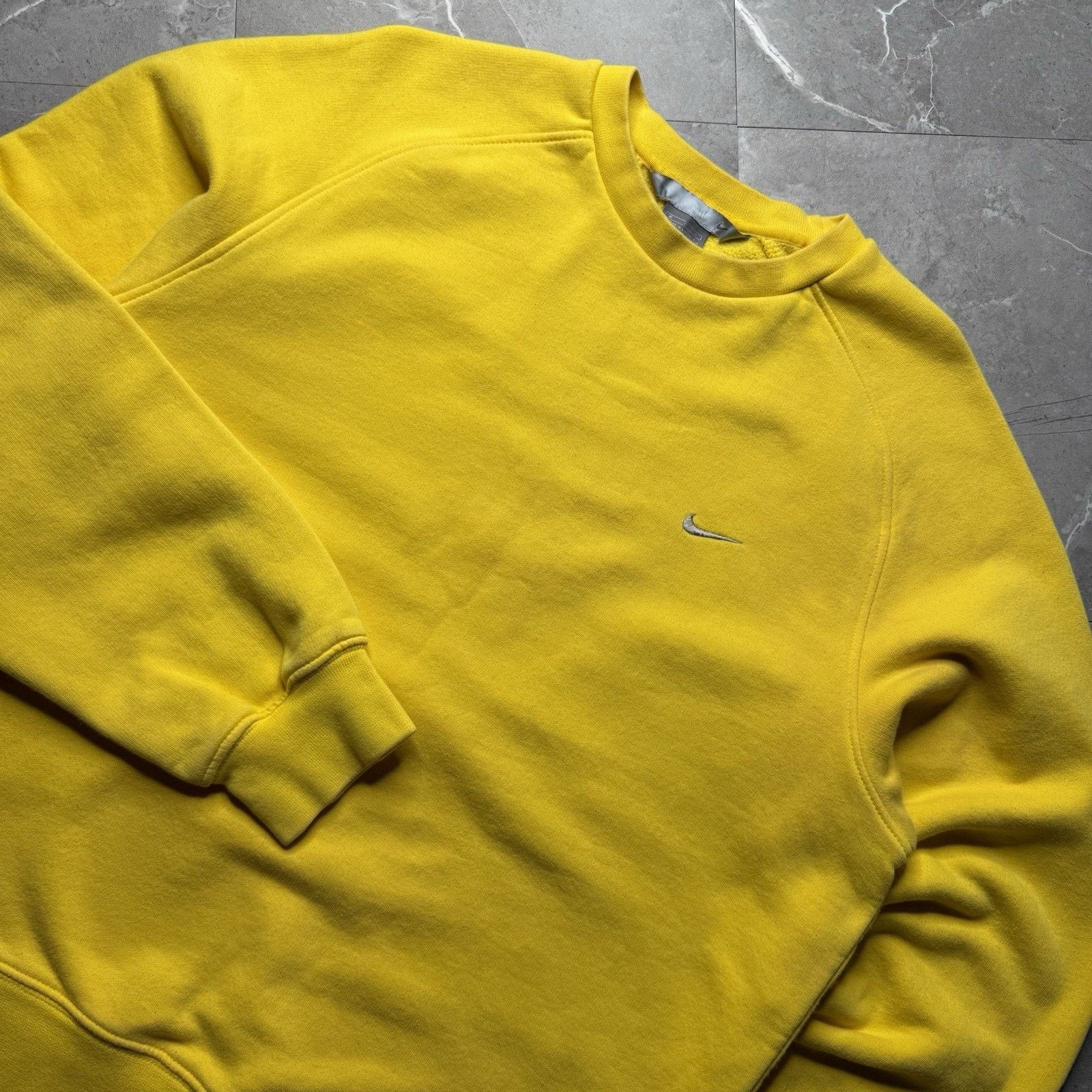 Nike Vintage 90s Nike Mini Swoosh Yellow Sweatshirt Silver Tag Size US M / EU 48-50 / 2 - 1 Thumbnail