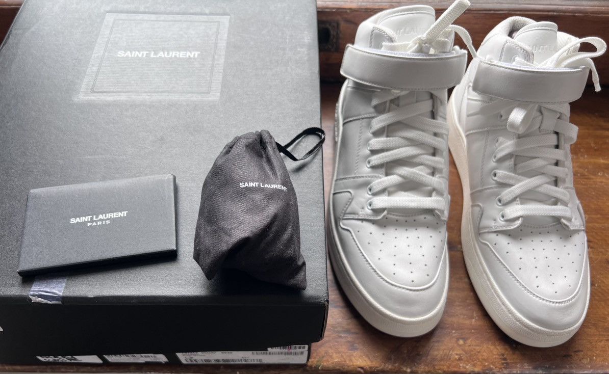 Saint Laurent Paris $1.3K Lax dirty white mid-top sneakers, EU43.5/US10.5 Size US 10.5 / EU 43-44 - 2 Thumbnail