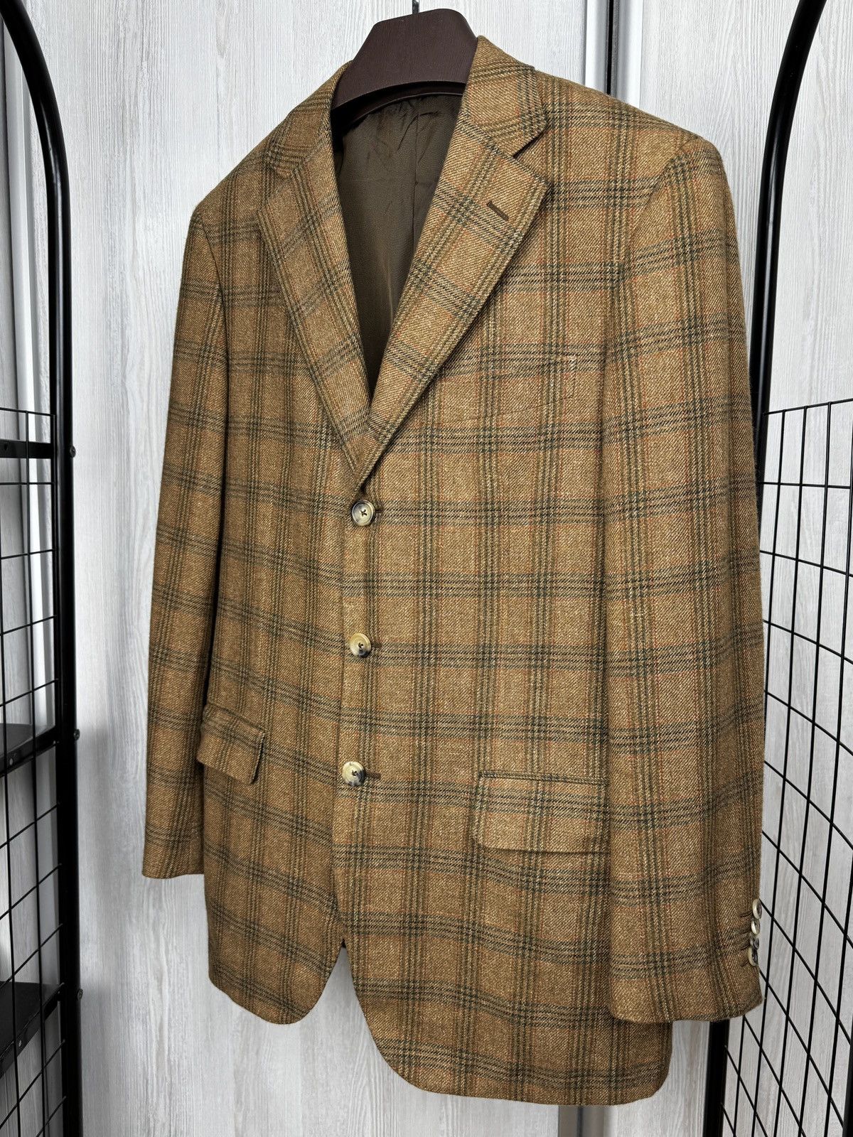 Pal Zileri Pal Zileri brown checkered cashmere linen blend blazer Size 40R - 6 Thumbnail