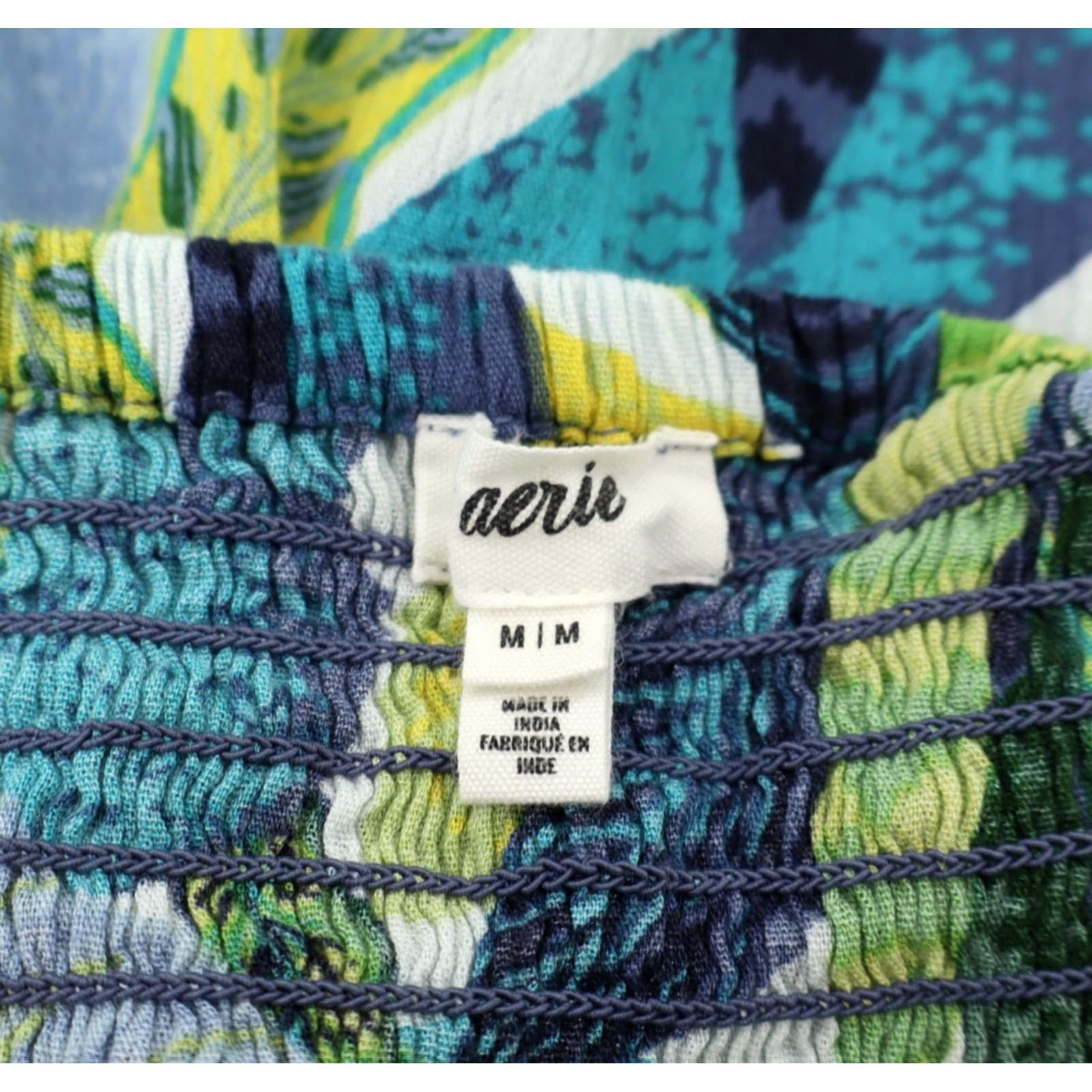 Vintage Aerie Maxi Dress Halter Cotton Viscose Floral Blue Green Yellow Sleeveless Strappy Neckline Halter Coastal Resort M Womens Tropical Theme Size M / US 6-8 / IT 42-44 - 6 Thumbnail