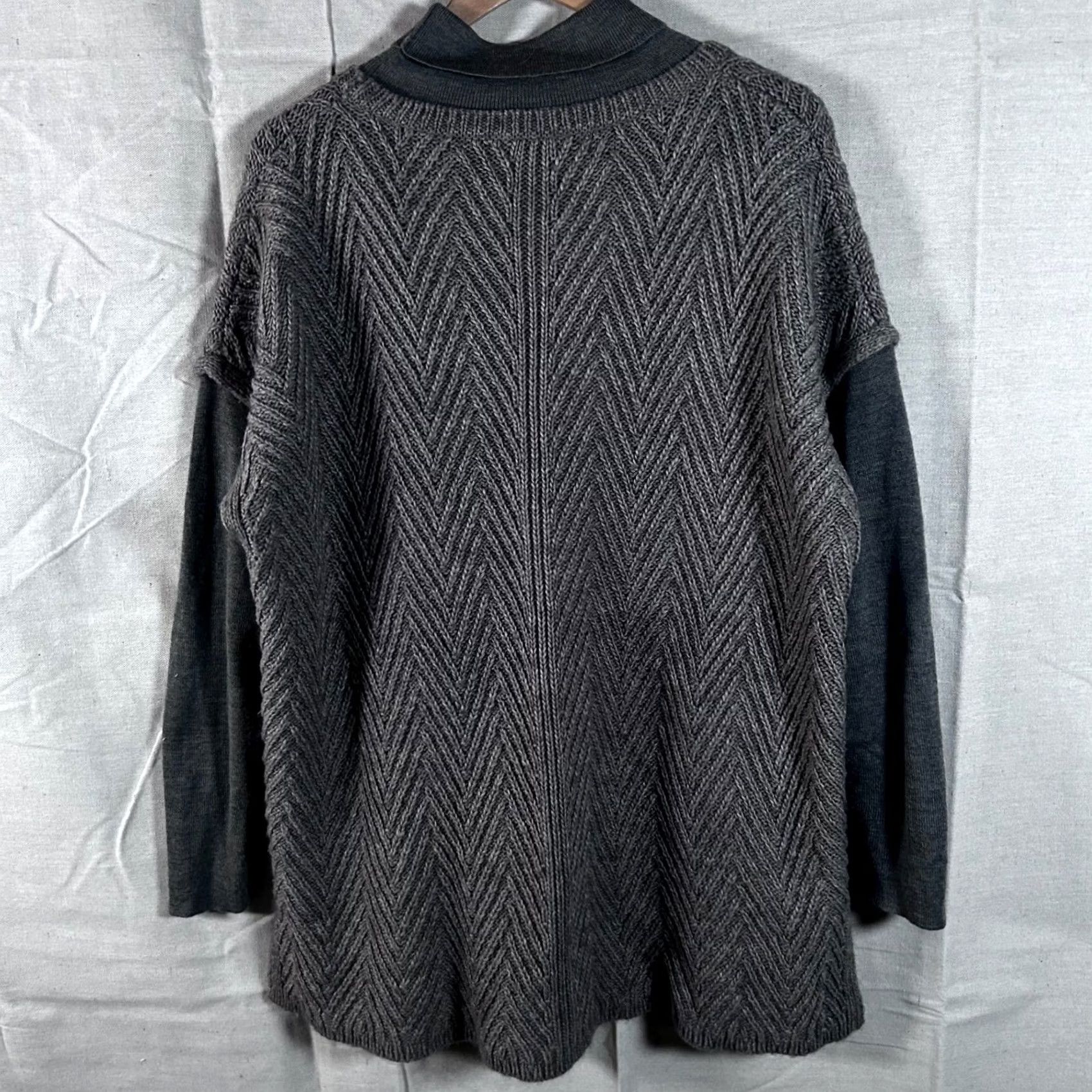 Vintage Woolrich Womens XL Gray Chevron Knit Layered Look Mock Neck Sweater Wool Blend Mens? Size XL / US 12-14 / IT 48-50 - 4 Thumbnail