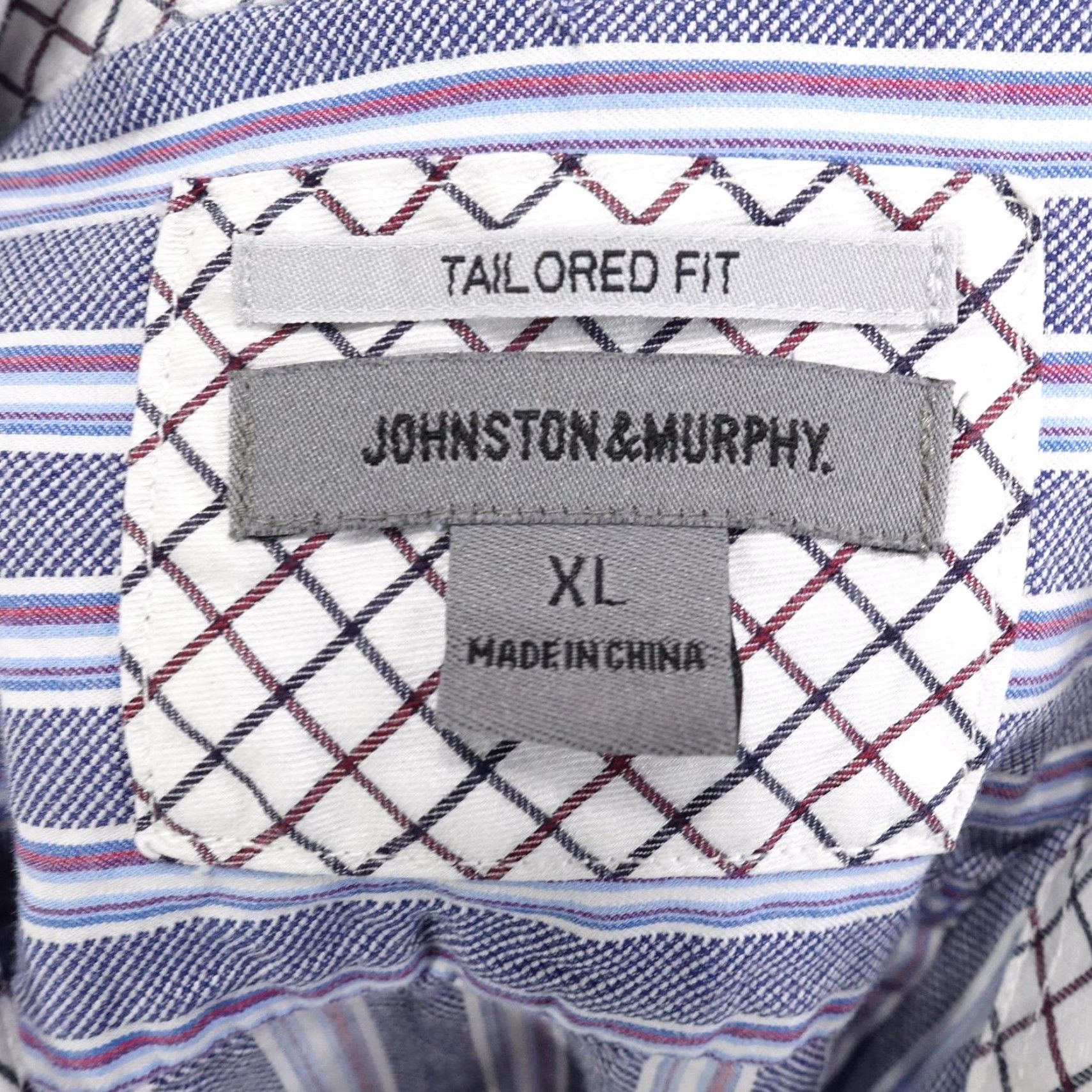 Johnston & Murphy VINTAGE Johnston & Murphy Shirt Mens XL Blue Striped Tailored Fit Cotton Long Sleeve Size US XL / EU 56 / 4 - 7 Thumbnail