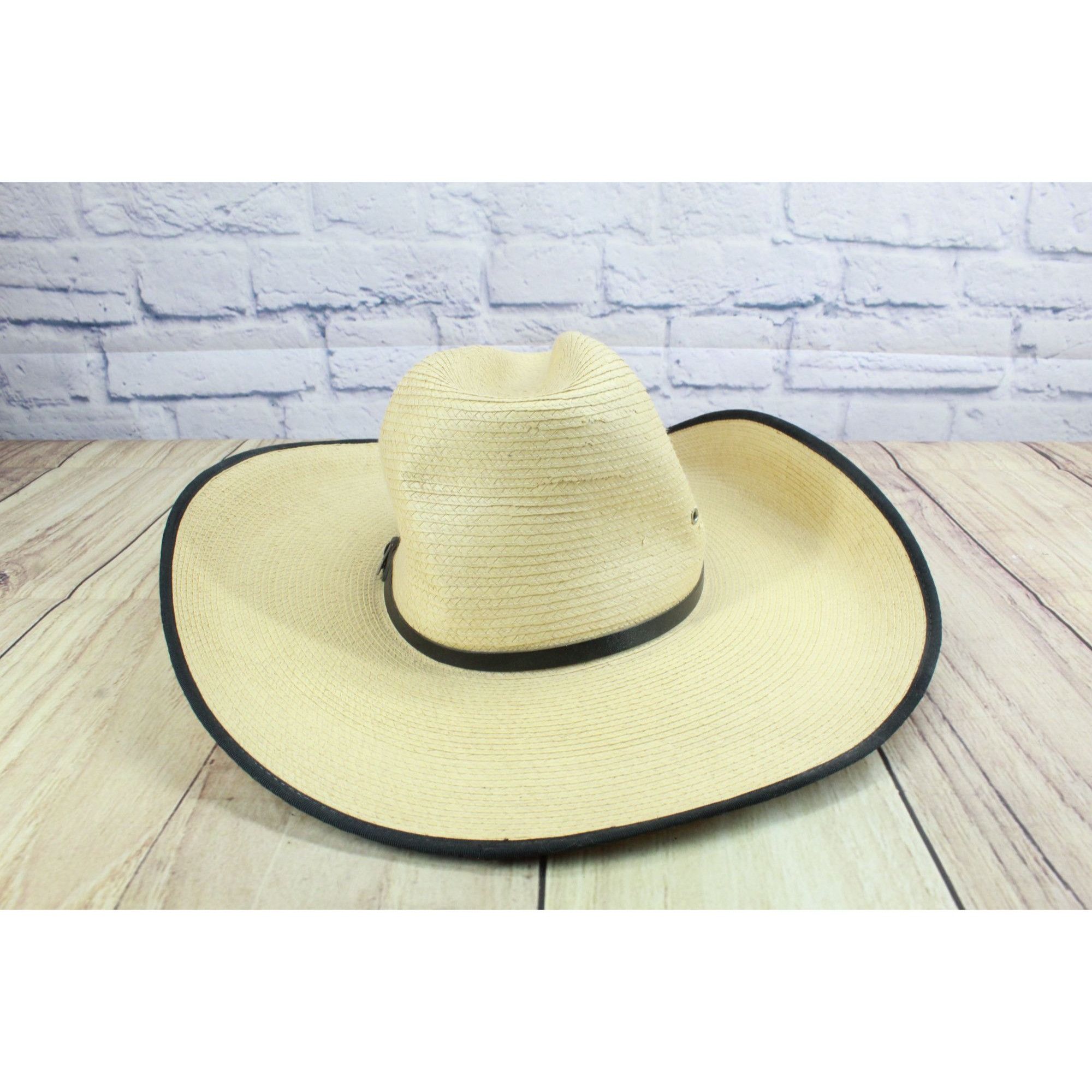 Other Cavender's Straw Leather Trim Rodeo Cowboy Hat Size 7 1/4 Size ONE SIZE - 3 Thumbnail
