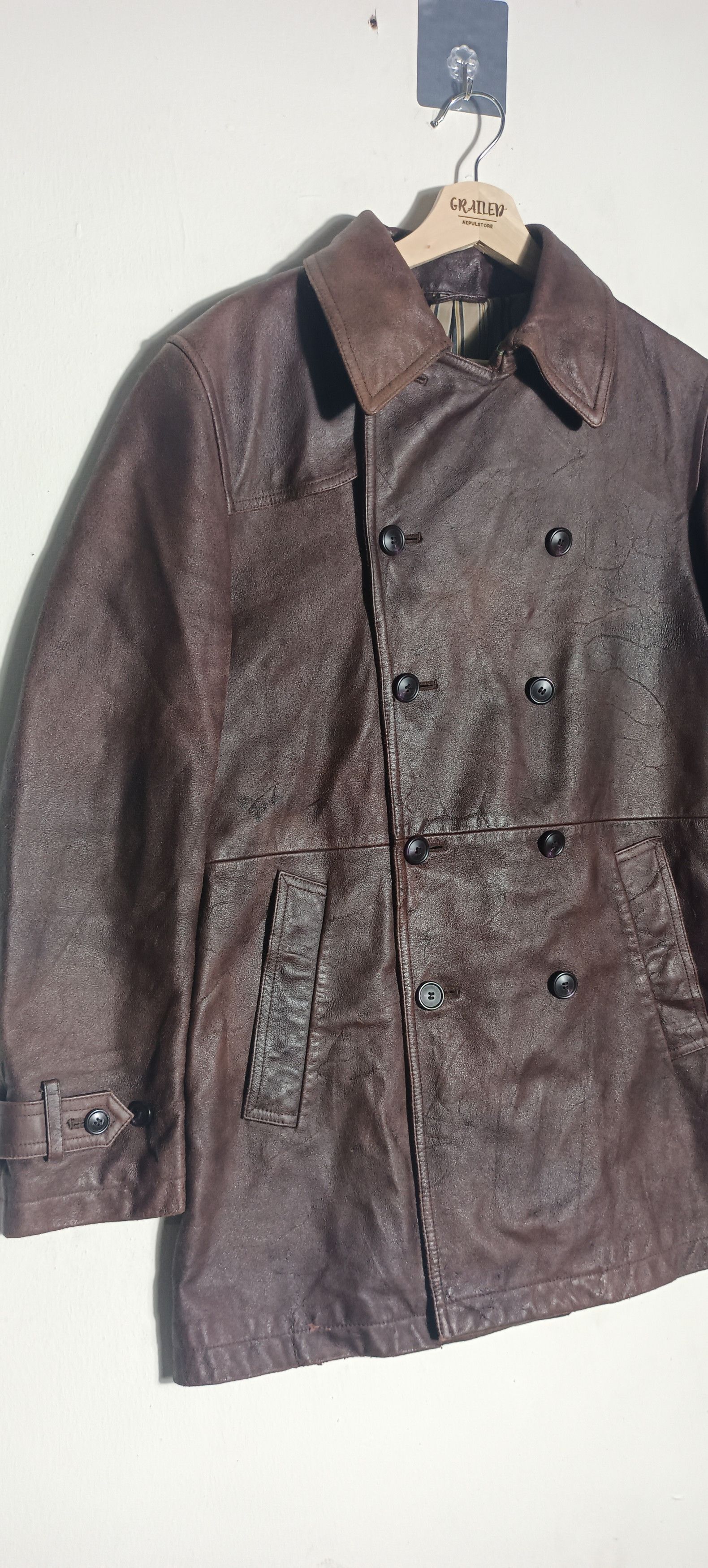 Tornado Mart Vintage💥 TORNADO MART DOUBLE BREAST LEATHER JACKET Size US M / EU 48-50 / 2 - 4 Thumbnail