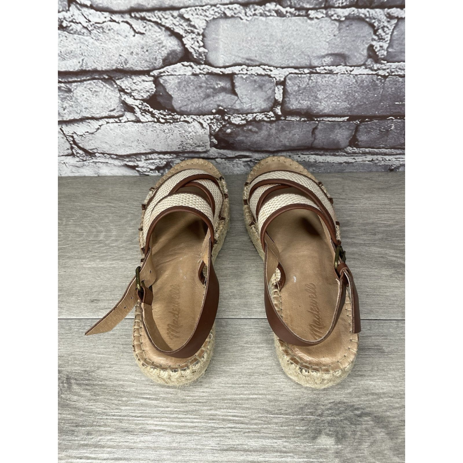 Madewell Madewell Julie Beige Brown Espadrille Slingback Strap Sandal Size US 7.5 / IT 37.5 - 19 Thumbnail