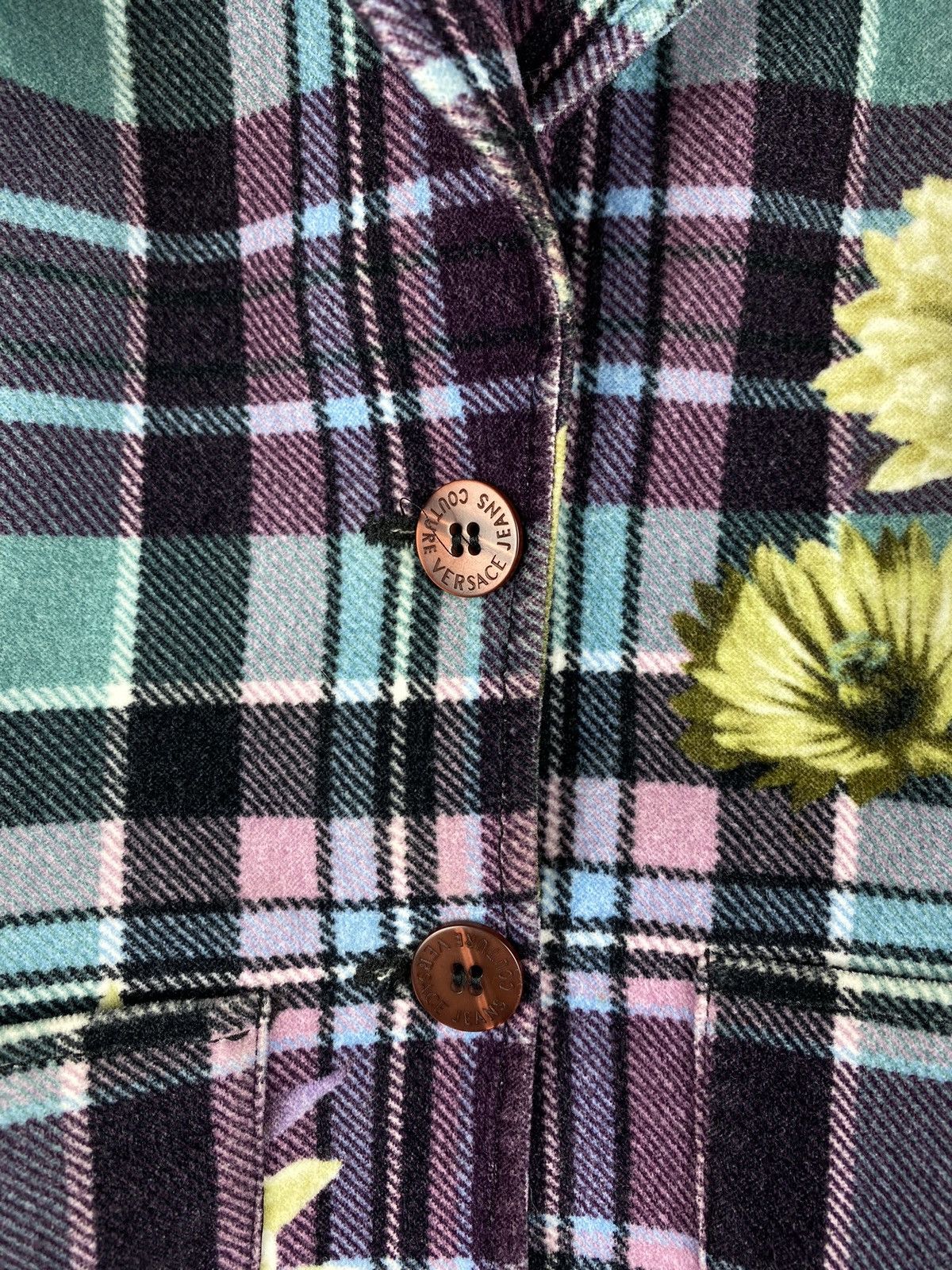 Versace Jeans Couture × Vintage Versace Jeans Couture floral pattern checked blazer jacket Size S / US 4 / IT 40 - 9 Thumbnail
