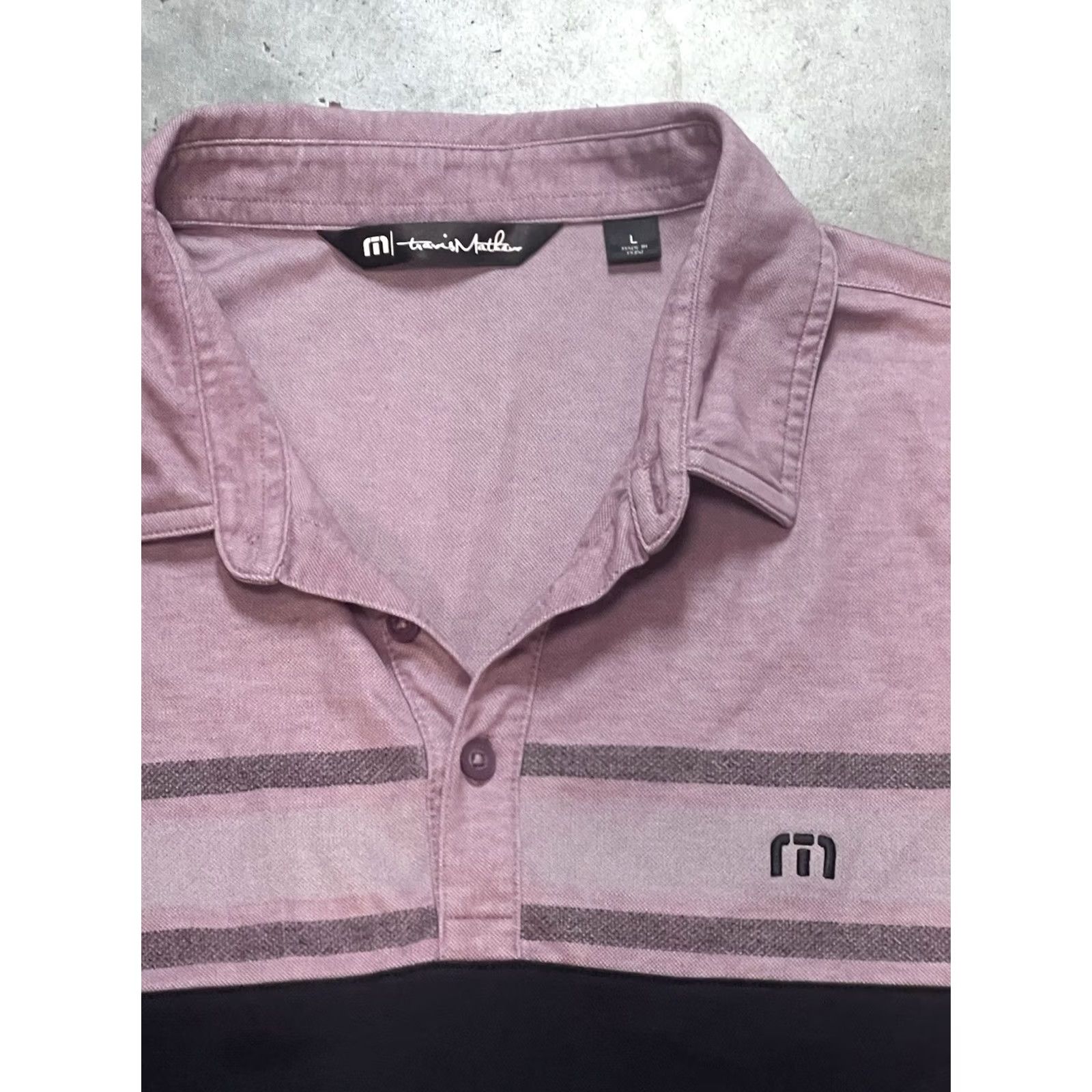 TravisMathew TravisMathew Polo Shirt L Purple Black Colorblock Short Sleeve Golf Casual Mens Size US L / EU 52-54 / 3 - 2 Thumbnail