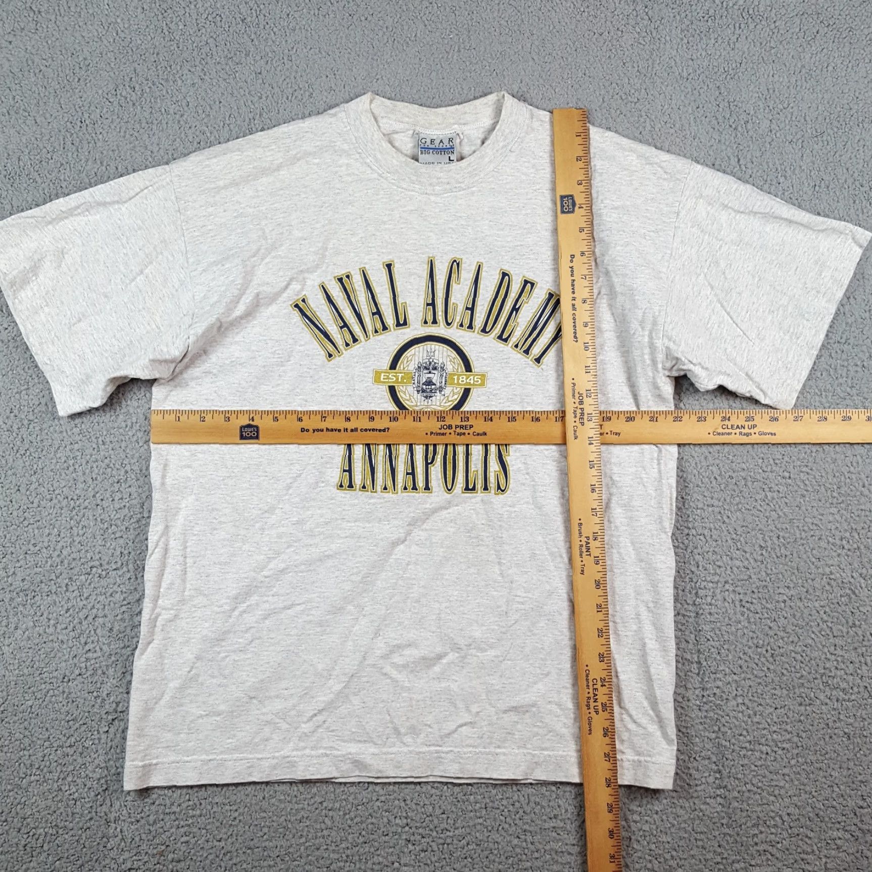 Vintage Vintage 90s Naval Academy Annapolis Men’s Size Large T-Shirt Military USA Made Gray Cotton Retro Embroidered Logo Size US L / EU 52-54 / 3 - 8 Thumbnail