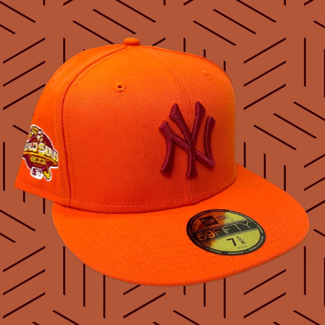 New Era HAT CLUB EXCLUSIVE NEW YORK YANKEES DAYBREAKERS ORANGE RED UV 2001 WS 7 5/8 NY Size ONE SIZE - 1 Thumbnail