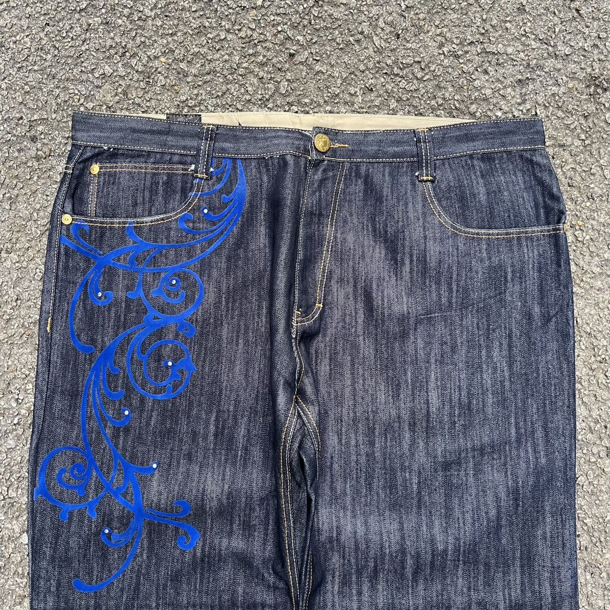 Ed Hardy Crazy Y2K Baggy Jeans Tribal Velvet Denim Coogi JNCO Pants Size US 40 / EU 56 - 4 Thumbnail
