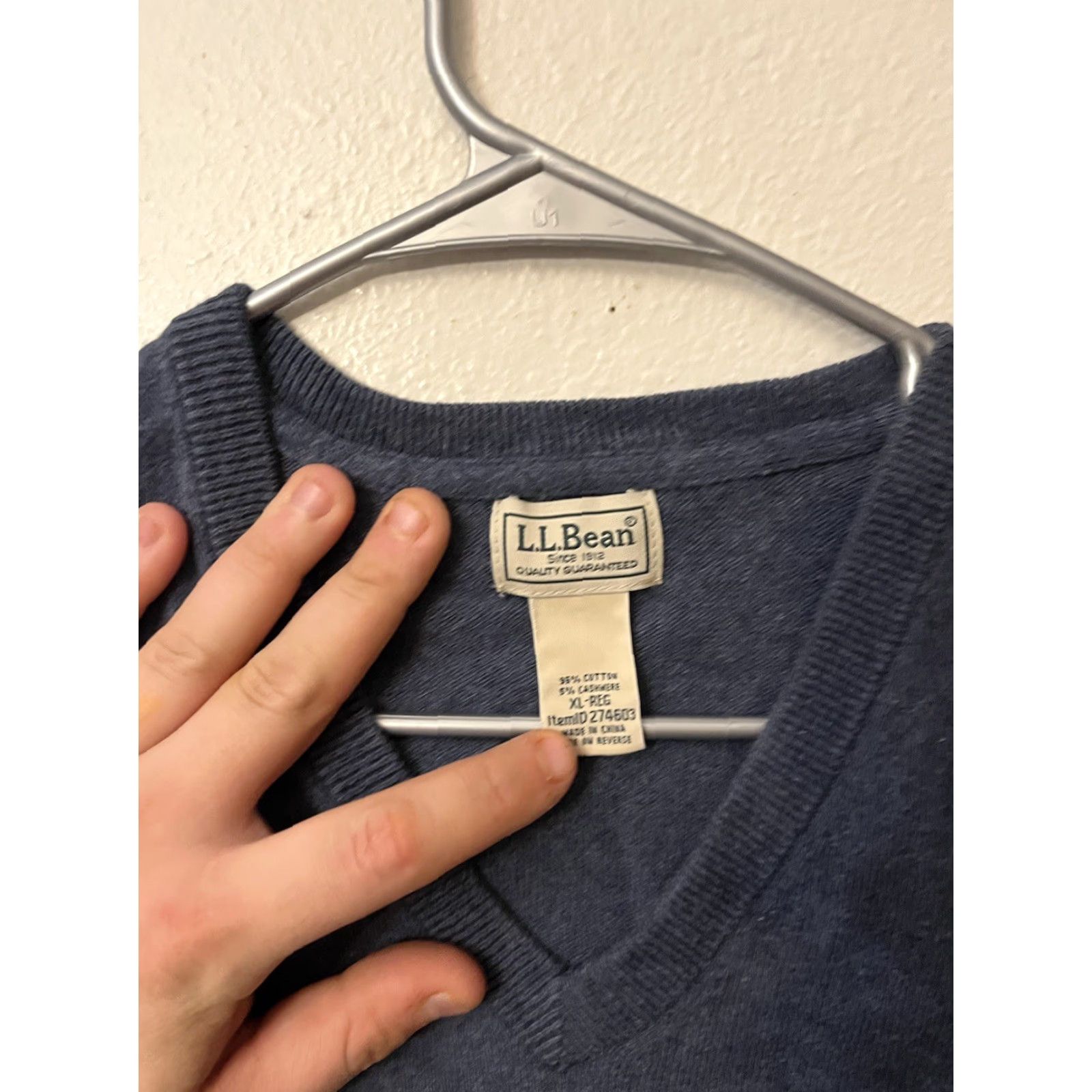Vintage L.L. Bean Sweater Men's Size XL Cotton Cashmere Blue Item #274603 Size US XL / EU 56 / 4 - 3 Thumbnail