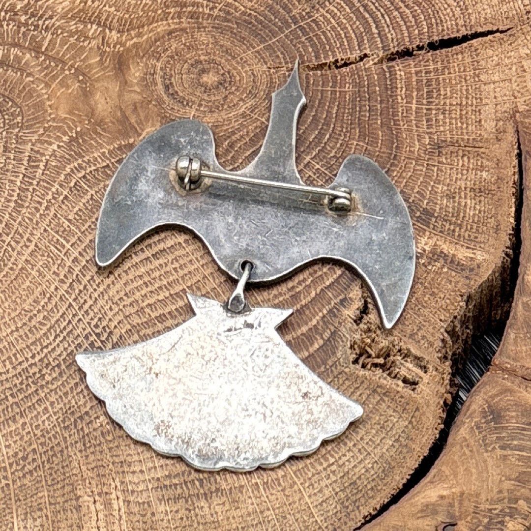 Native 1990s Native American NAVAJO Sterling Silver Peyote Bird Pin Size ONE SIZE - 2 Thumbnail