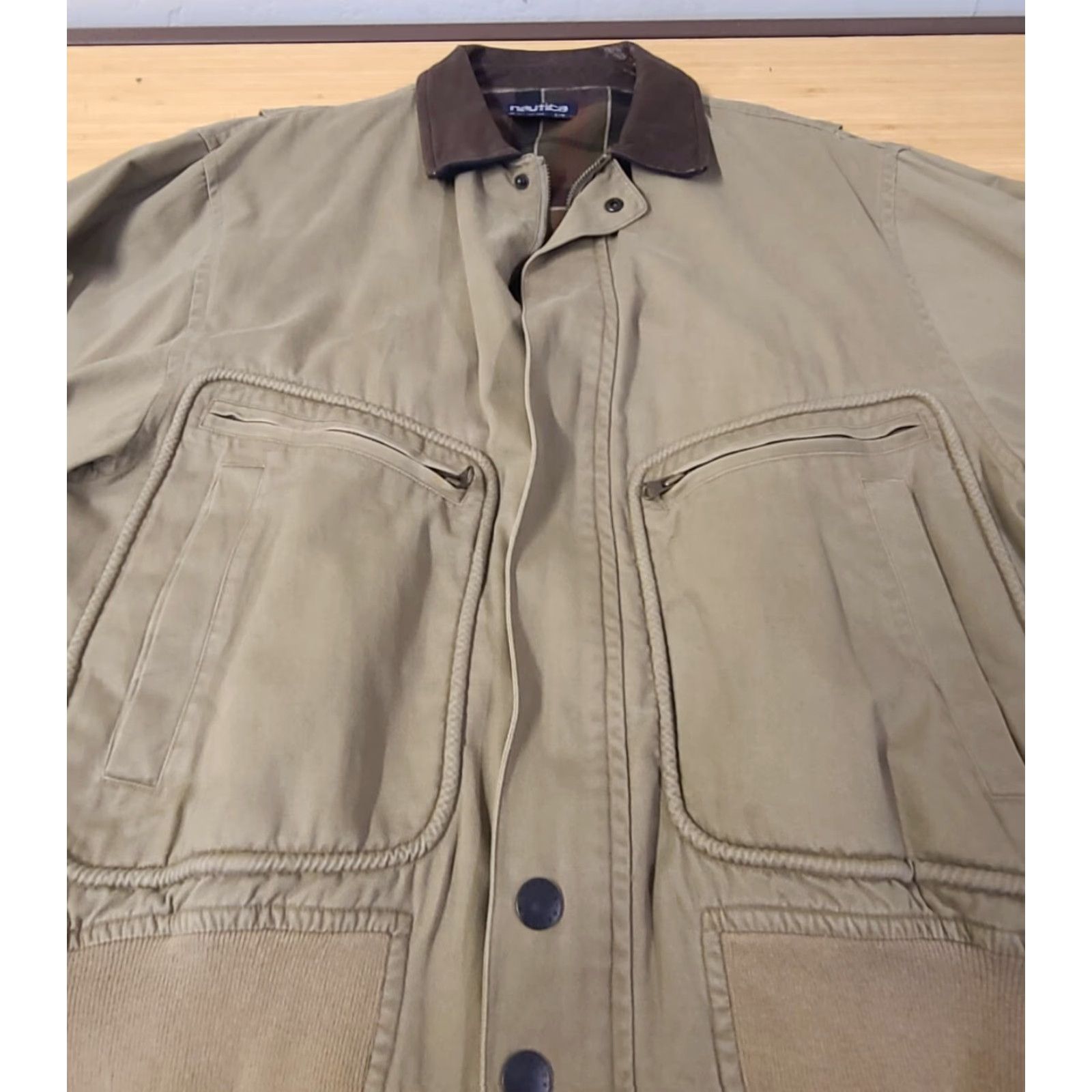 Nautica VINTAGE Nautica Work Jacket Khaki Beige 90s L Mens Large Cotton Canvas Zip Zipper Button Shirt? Size US L / EU 52-54 / 3 - 2 Thumbnail