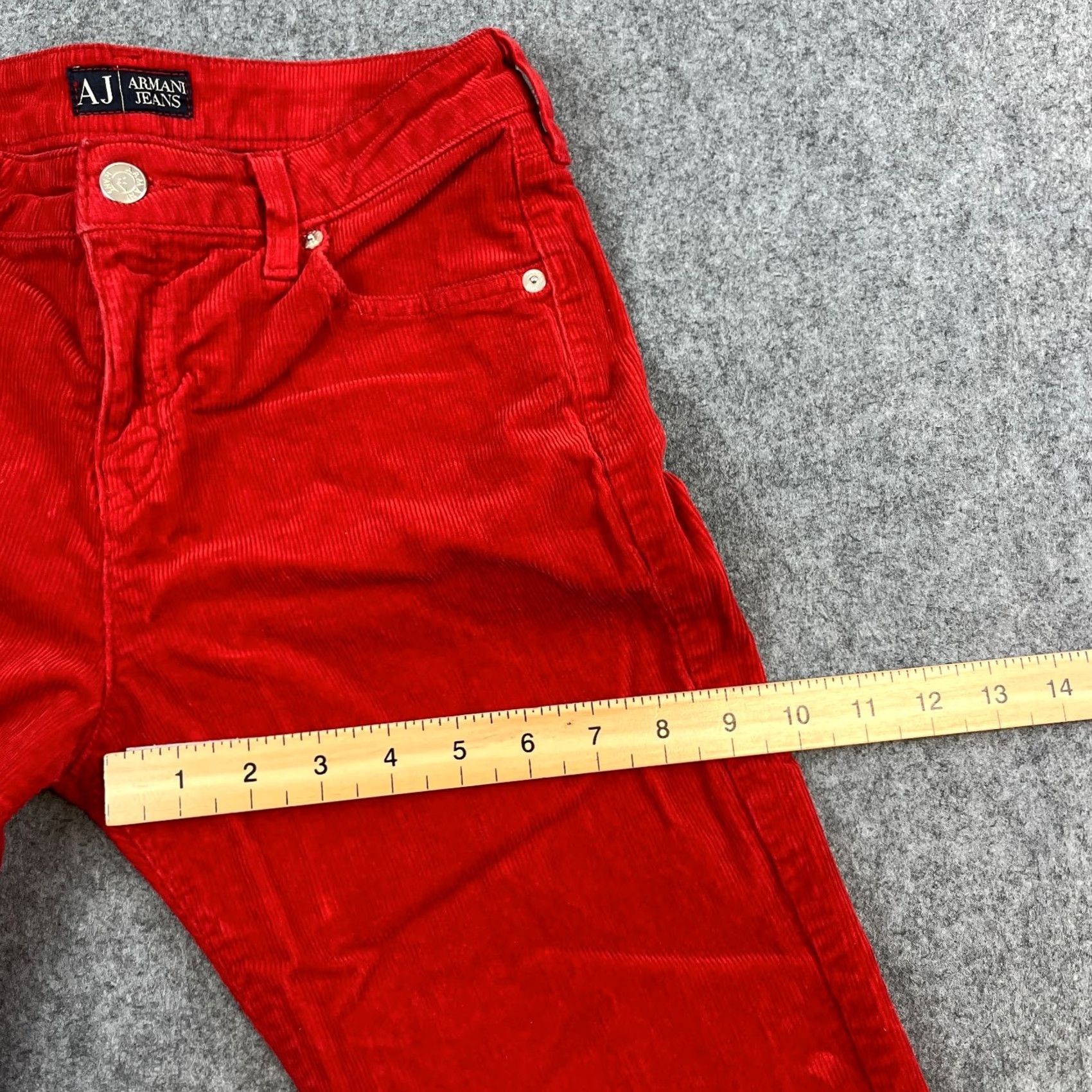 Vintage Armani Jeans Jeans Bootcut Women 6 Red Corduroy Stretch 26 32 UK VTG Denim 5-Pocket Size 28" / US 6 / IT 42 - 5 Thumbnail