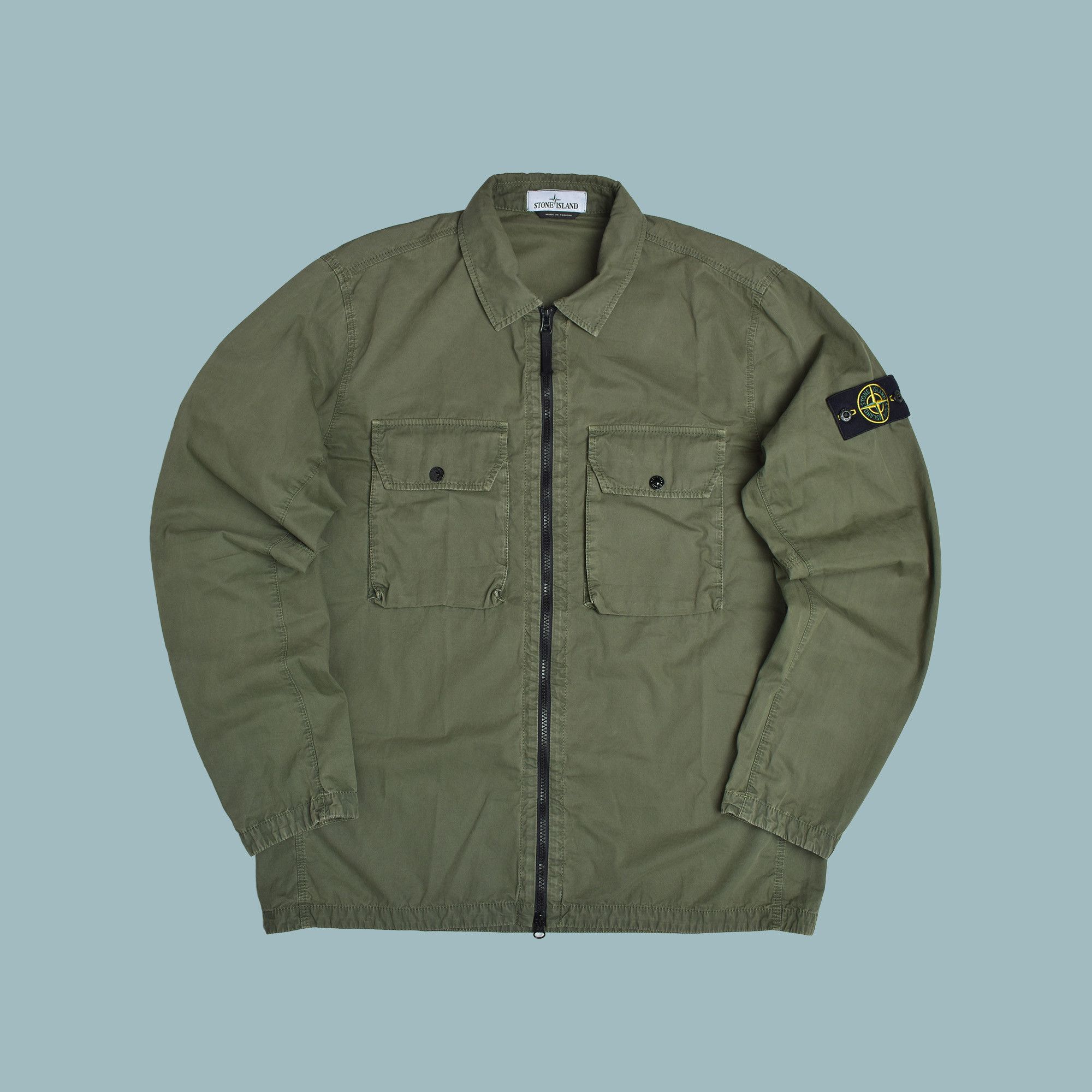 Stone Island STONE ISLAND GARMENT DYED OVERSHIRT OLIVE GREEN LARGE Size US L / EU 52-54 / 3 - 1 Thumbnail