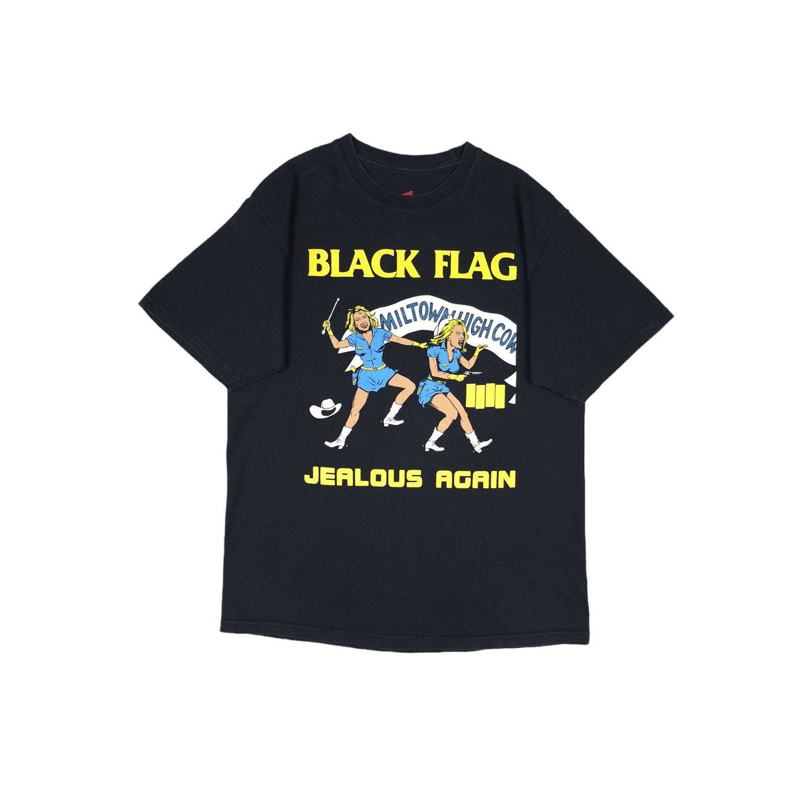 Band Tees 💎 90s BLACK FLAG Jealous Again Hardcore Punk Yellow T-shirt Size US M / EU 48-50 / 2 - 1 Thumbnail