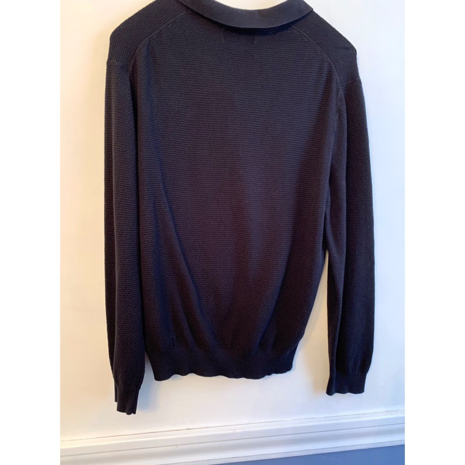 Jos. A. Bank VINTAGE Jos. A. Bank Reserve Cotton Silk Blend Black Collared Sweater Textured XXL Size US XXL / EU 58 / 5 - 5 Thumbnail