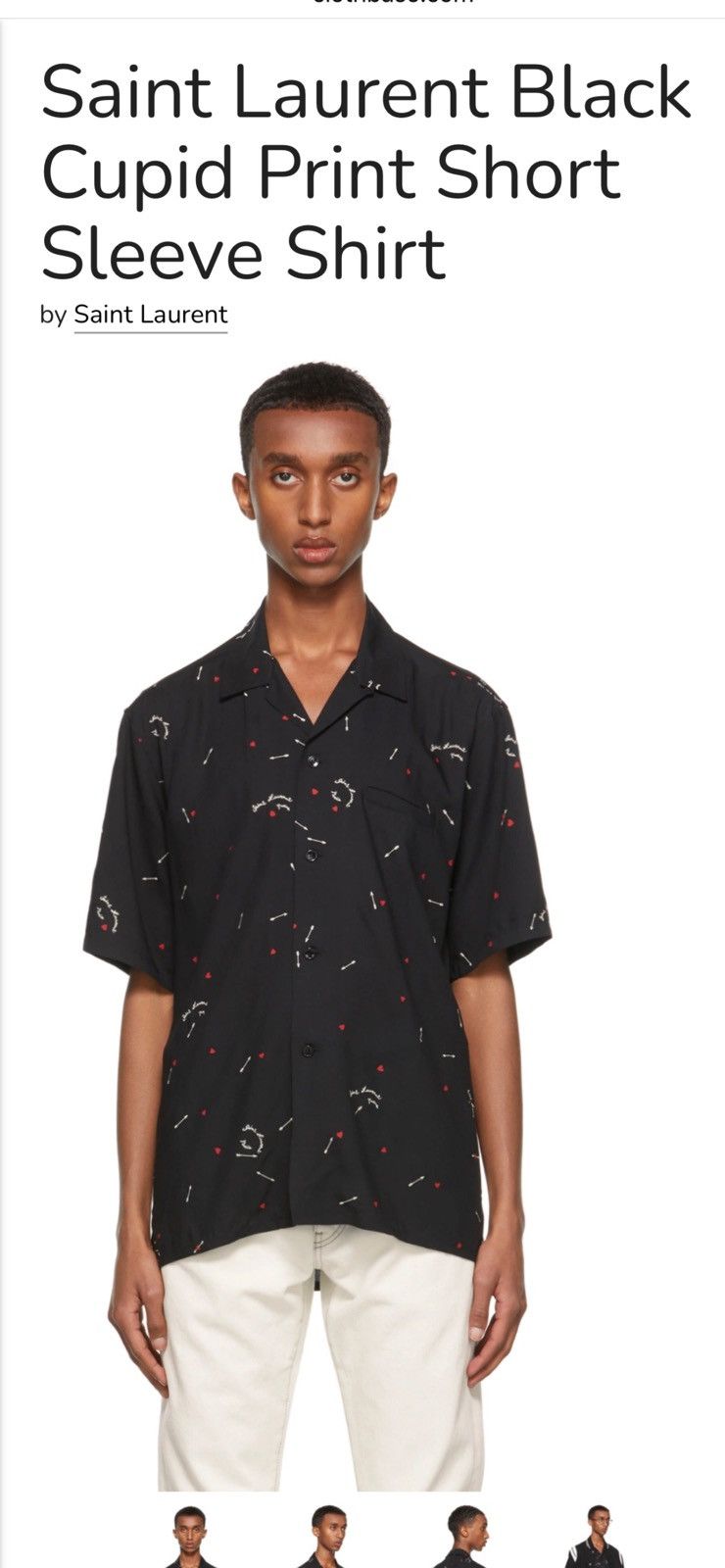 Saint Laurent men viscose short sleeve shirt.42/16.5. $890