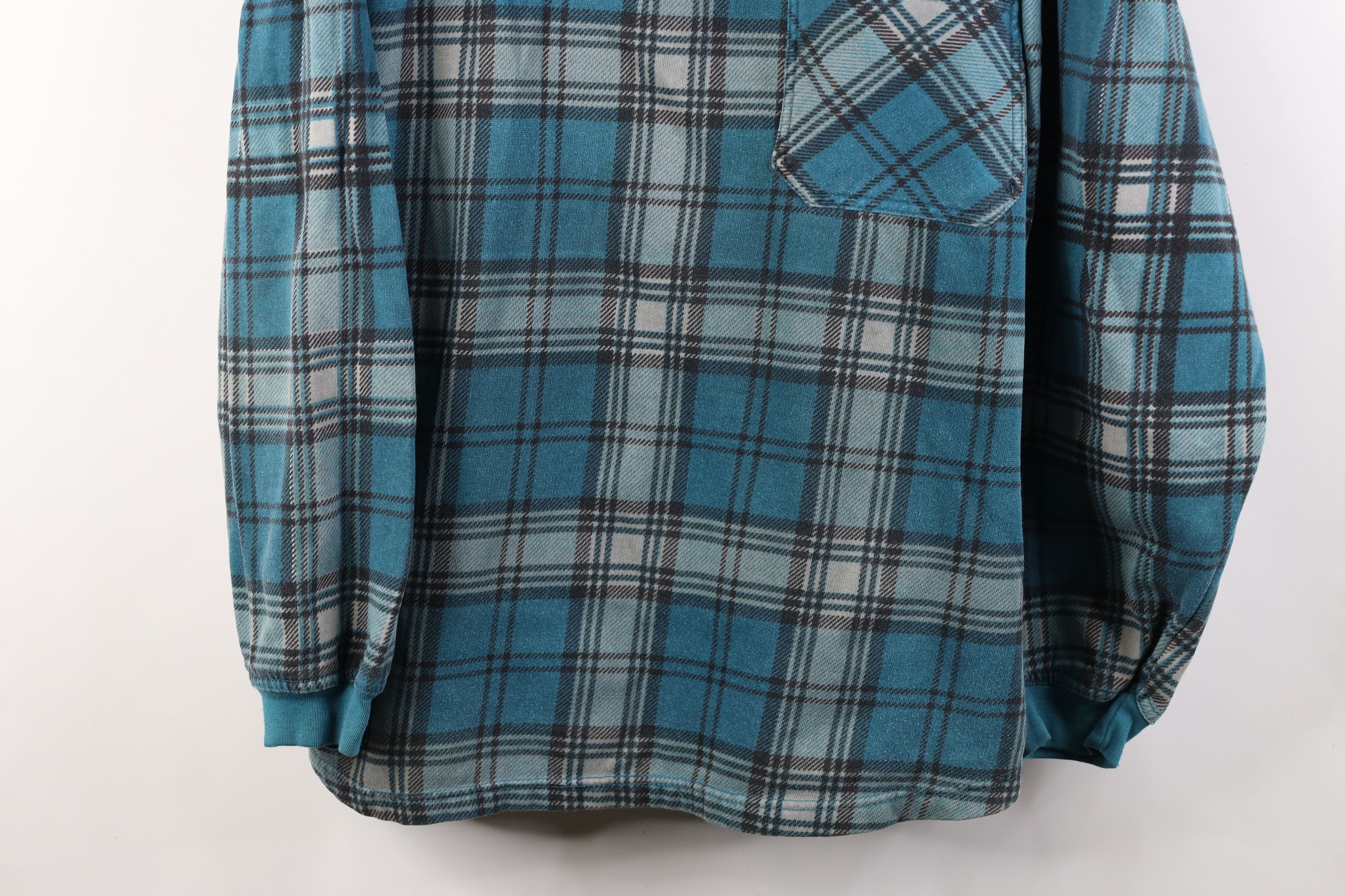 Vintage Vintage 90s Streetwear Oversized Fit Hoodie Sweatshirt Plaid Size XL / US 12-14 / IT 48-50 - 3 Thumbnail