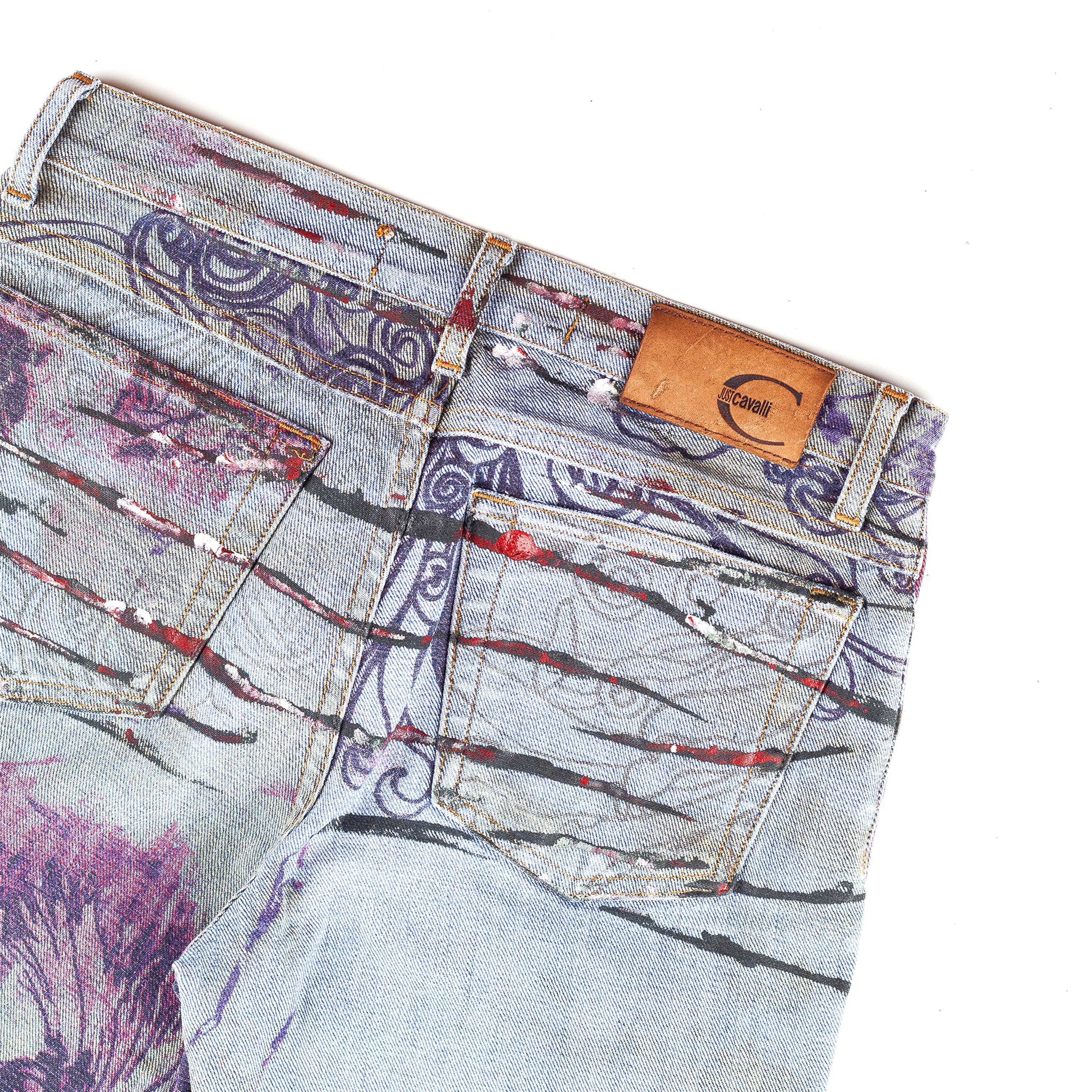 Just Cavalli Just Cavalli Scars Flowers Vintage Abstract Denim Jeans (XS) Size 27" / US 4 / IT 40 - 6 Thumbnail