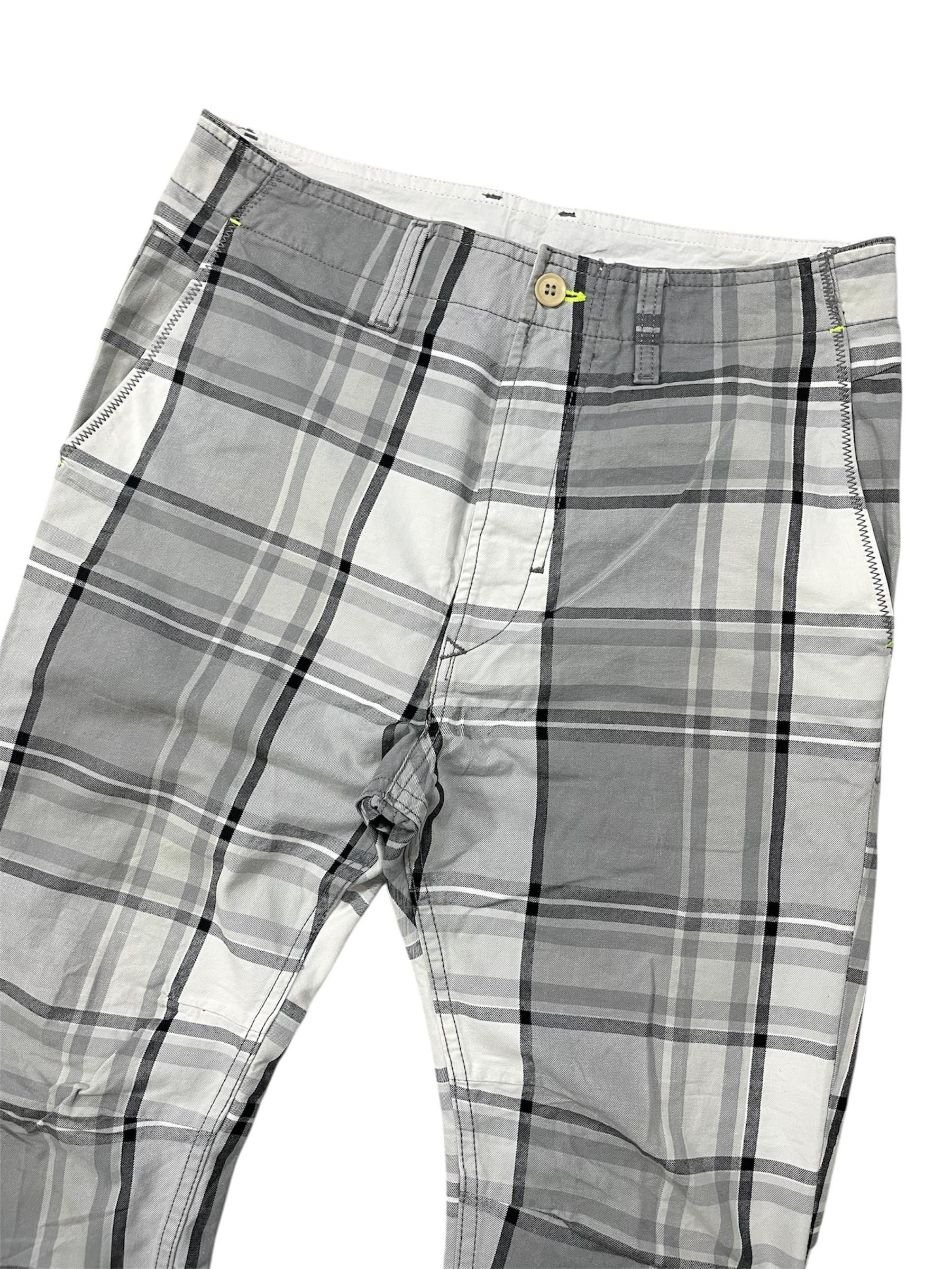 Diesel Diesel Grey Plaid Cotton Trousers Size US 31 - 3 Thumbnail