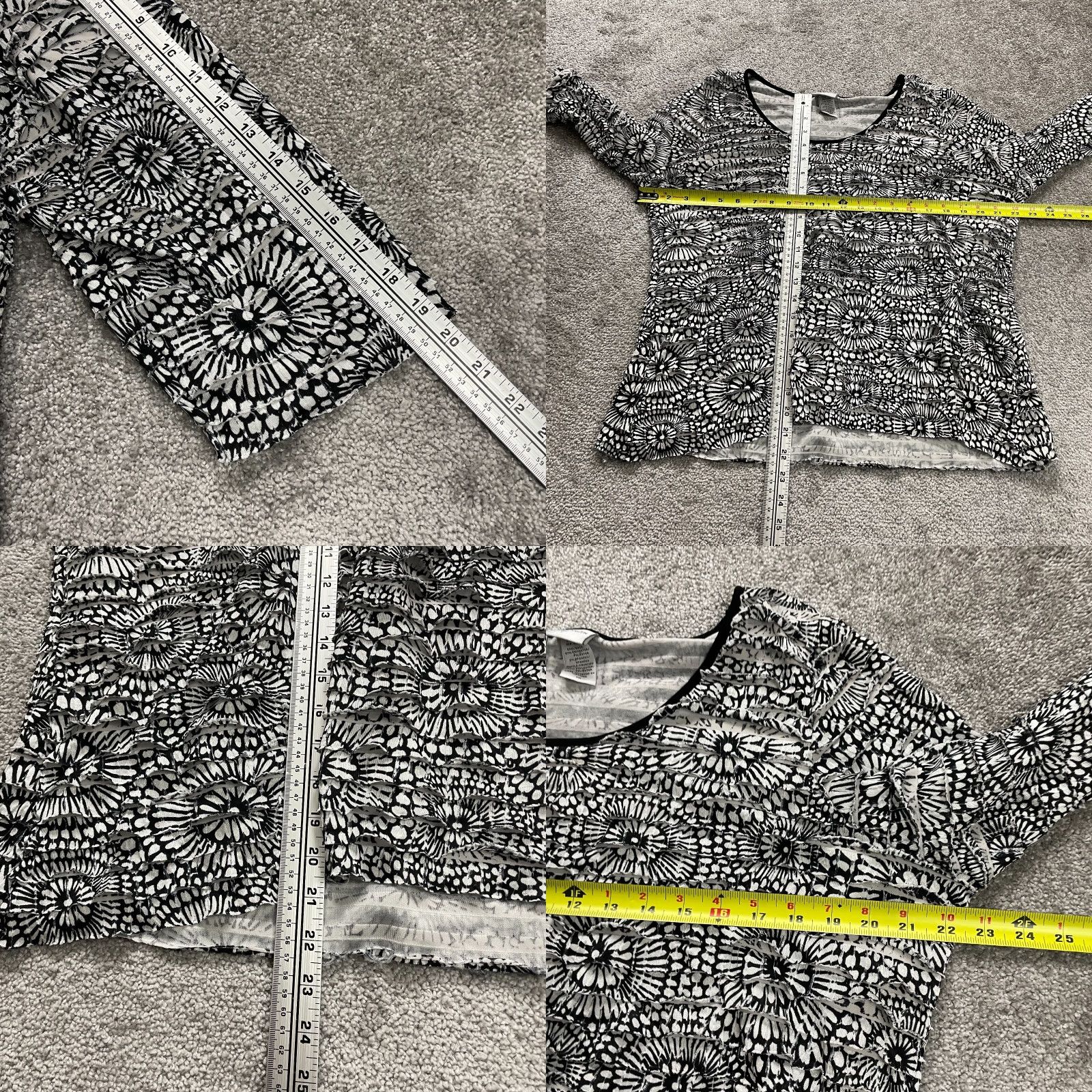 Vintage Jaclyn Smith Blouse Womens XL Black white geometric Round Neck 3/4 Sleeve Casual Size XL / US 12-14 / IT 48-50 - 8 Thumbnail