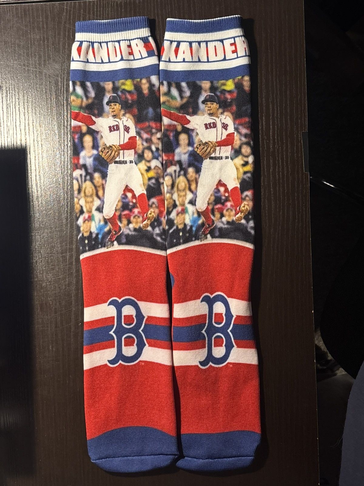 MLB Boston Red Sox Xander Bogaerts Socks Crew National Grid Size ONE SIZE - 1 Thumbnail