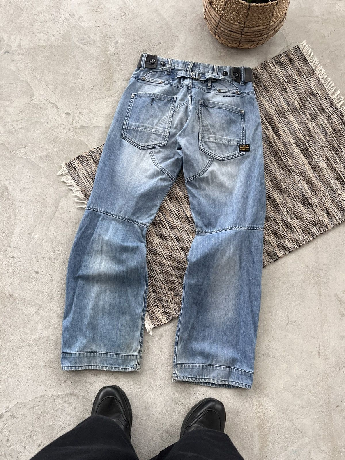 G-Star Vintage GStar Raw Moto Double Knee Faded Denim Jeans Y2K Size US 31 - 2 Thumbnail