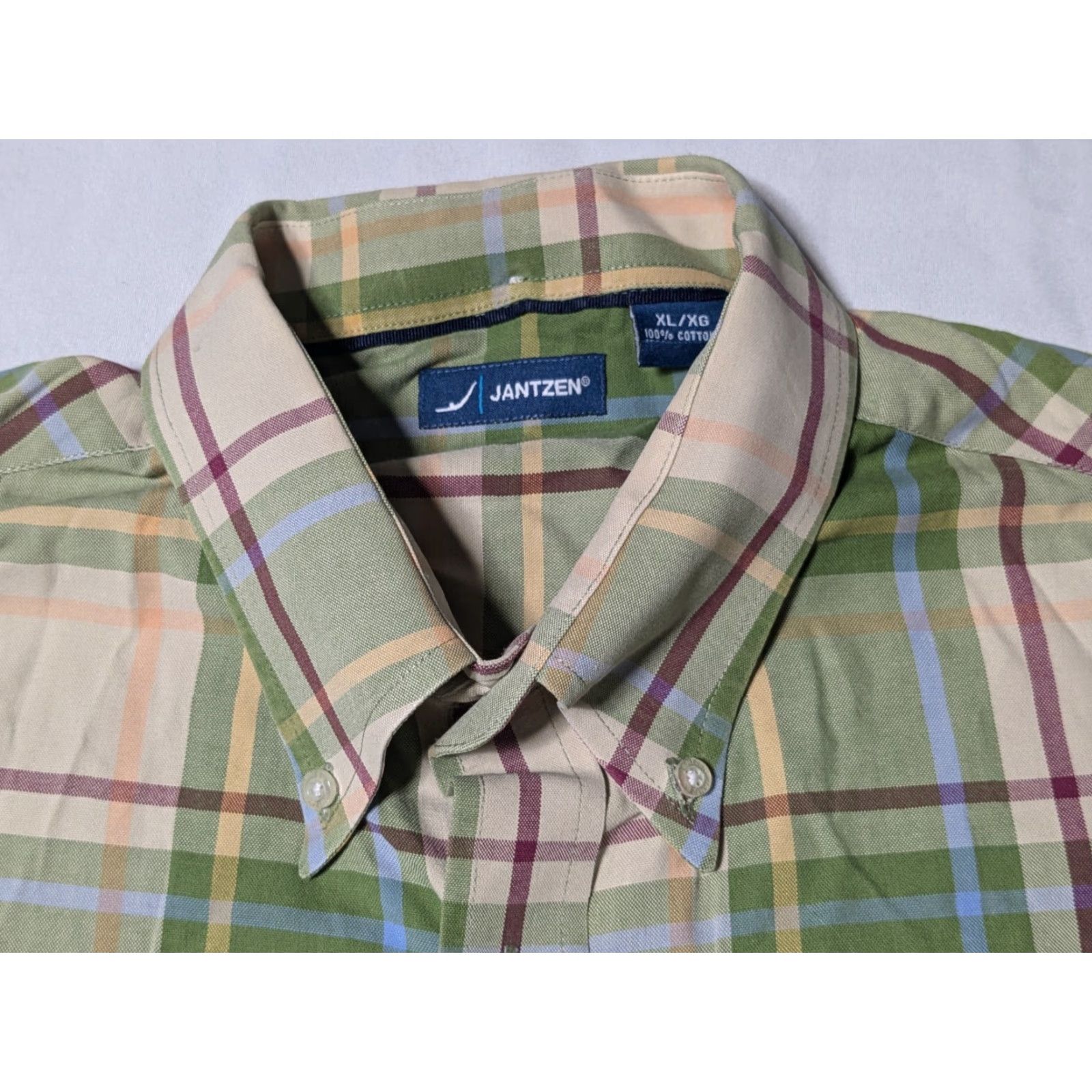 Jantzen JANTZEN Men XL Green Plaid Cotton Long Sleeve Button-Up Shirt Size US XL / EU 56 / 4 - 5 Thumbnail