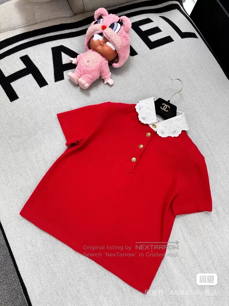 Valentino Valentino Red patchwork lace doll collar top Size M / US 6-8 / IT 42-44 - 1 Thumbnail