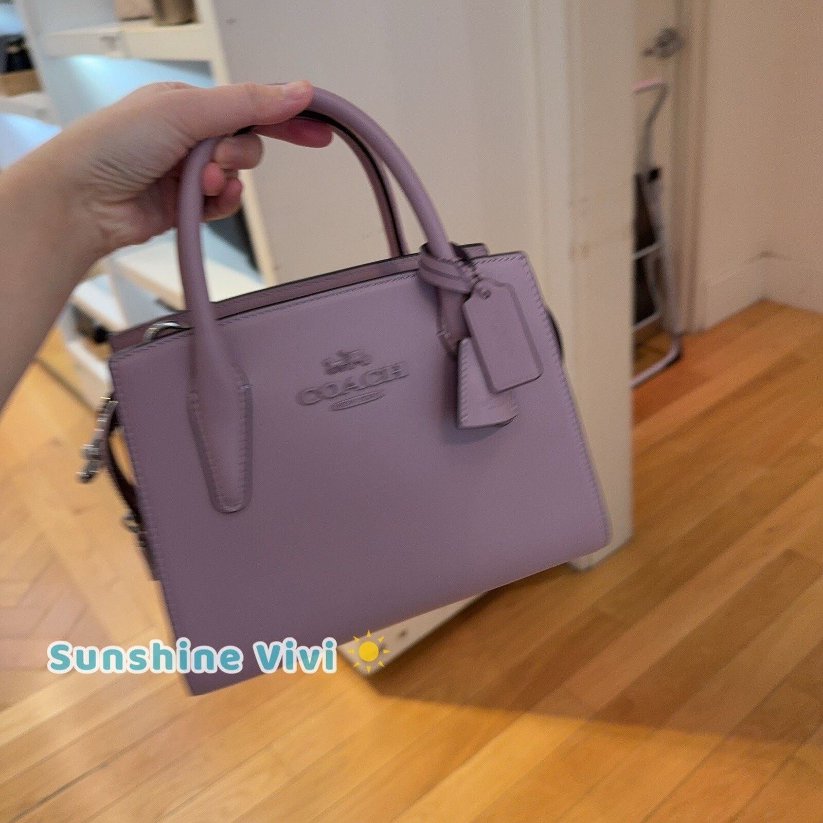 Coach NWT COACH Andrea Carryall Bag Leather CP081 Silver/Lilac Size ONE SIZE - 8 Thumbnail
