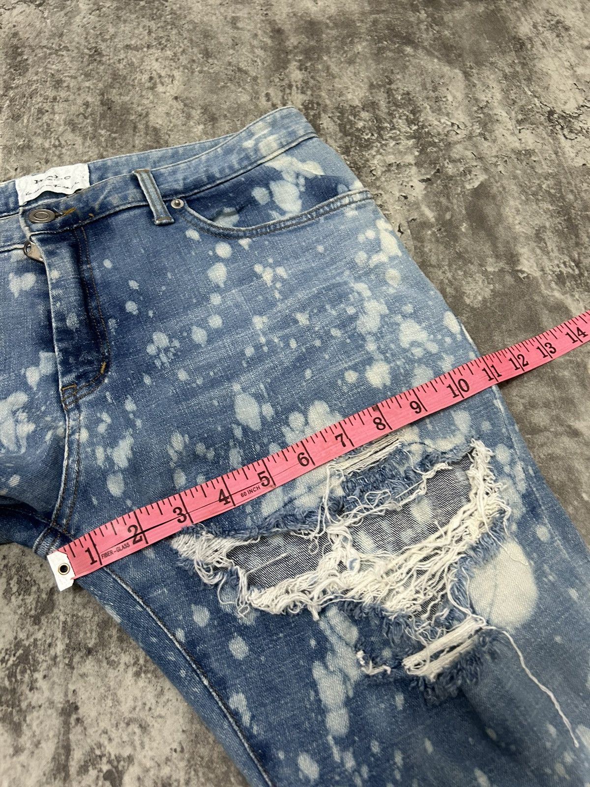 Japanese Brand Halo Tokyo Japan Acid Wash Distressed Jeans Size US 33 - 19 Thumbnail