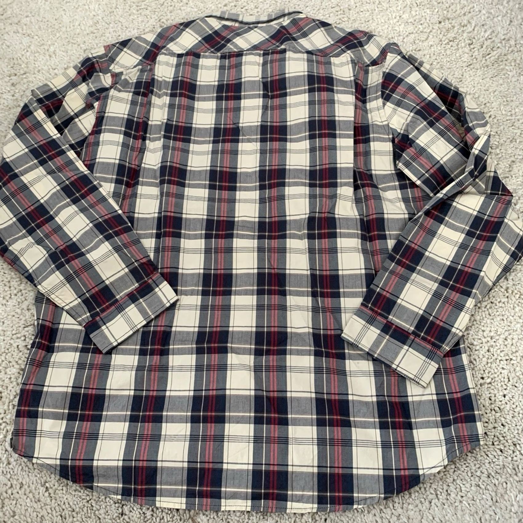 Gap GAP Factory Shirt Men XXL Beige Blue Plaid Classic Fit Button Up Cotton Pockets Shirt Size US XXL / EU 58 / 5 - 5 Thumbnail