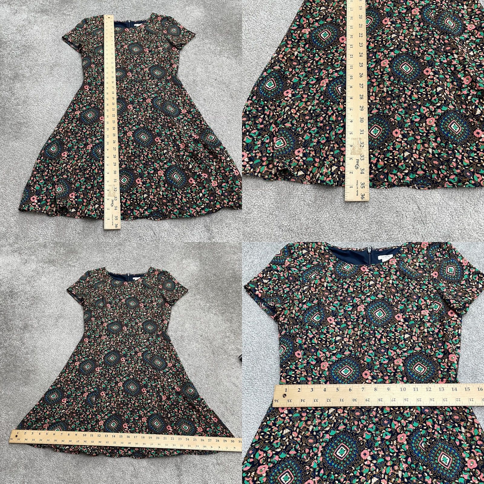 J.Crew J.CREW Flutter Floral Midi Dress Womens 2 Navy Blue Casual A-Line Lined Short Sleeve Size XS / US 0-2 / IT 36-38 - 8 Thumbnail