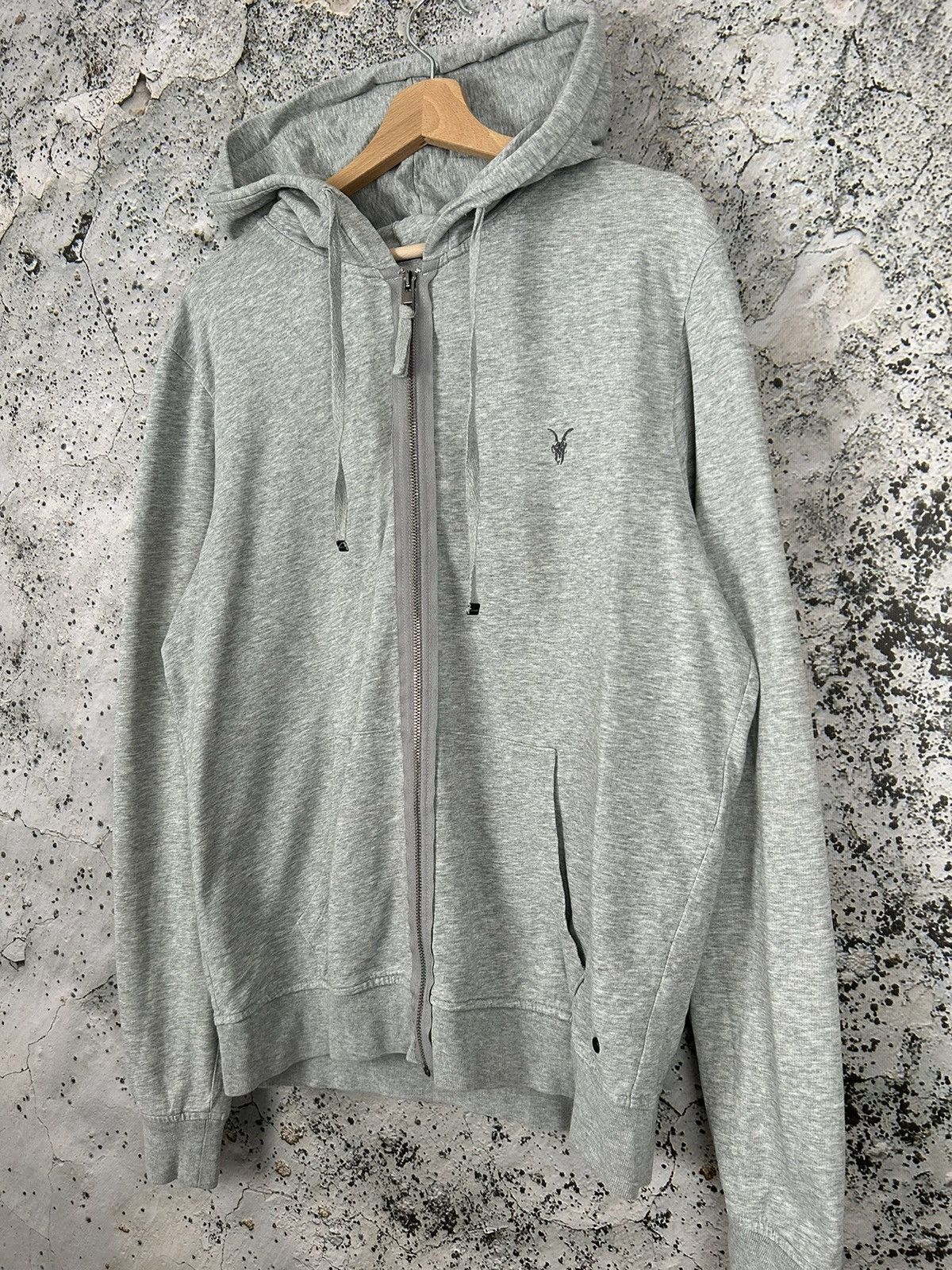 Allsaints AllSaints Grey Zip Up Hoodie Sweatshirt Vintage Streetwear Size US L / EU 52-54 / 3 - 2 Thumbnail