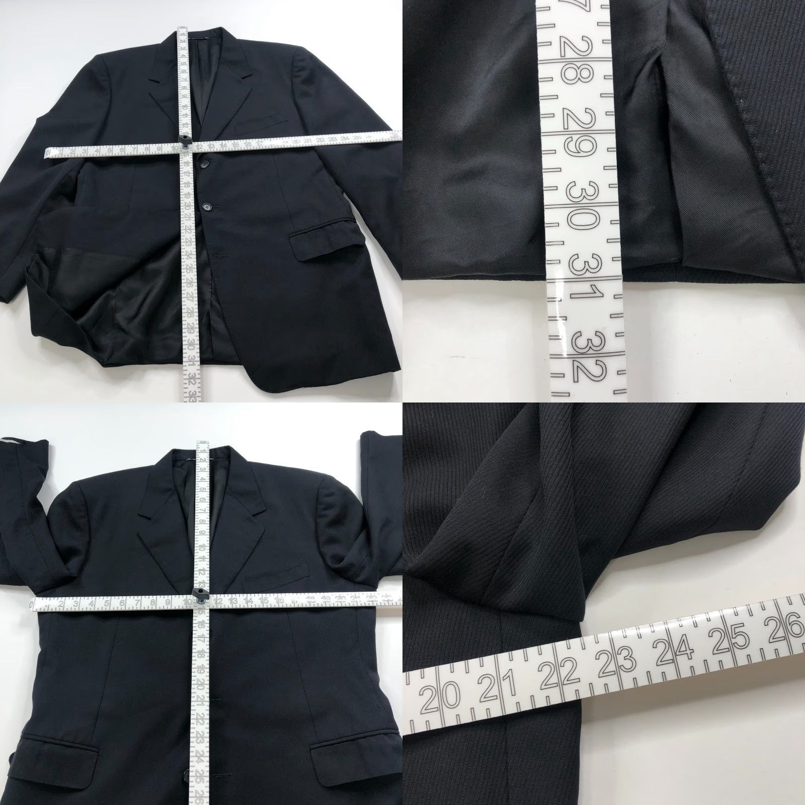 Canali Canali Blazer Sport Coat Jacket Black Striped 100% Wool Three Button Notch Lapel Single-Breasted 44 US 54 EUR Men’s" Size 44R - 8 Thumbnail