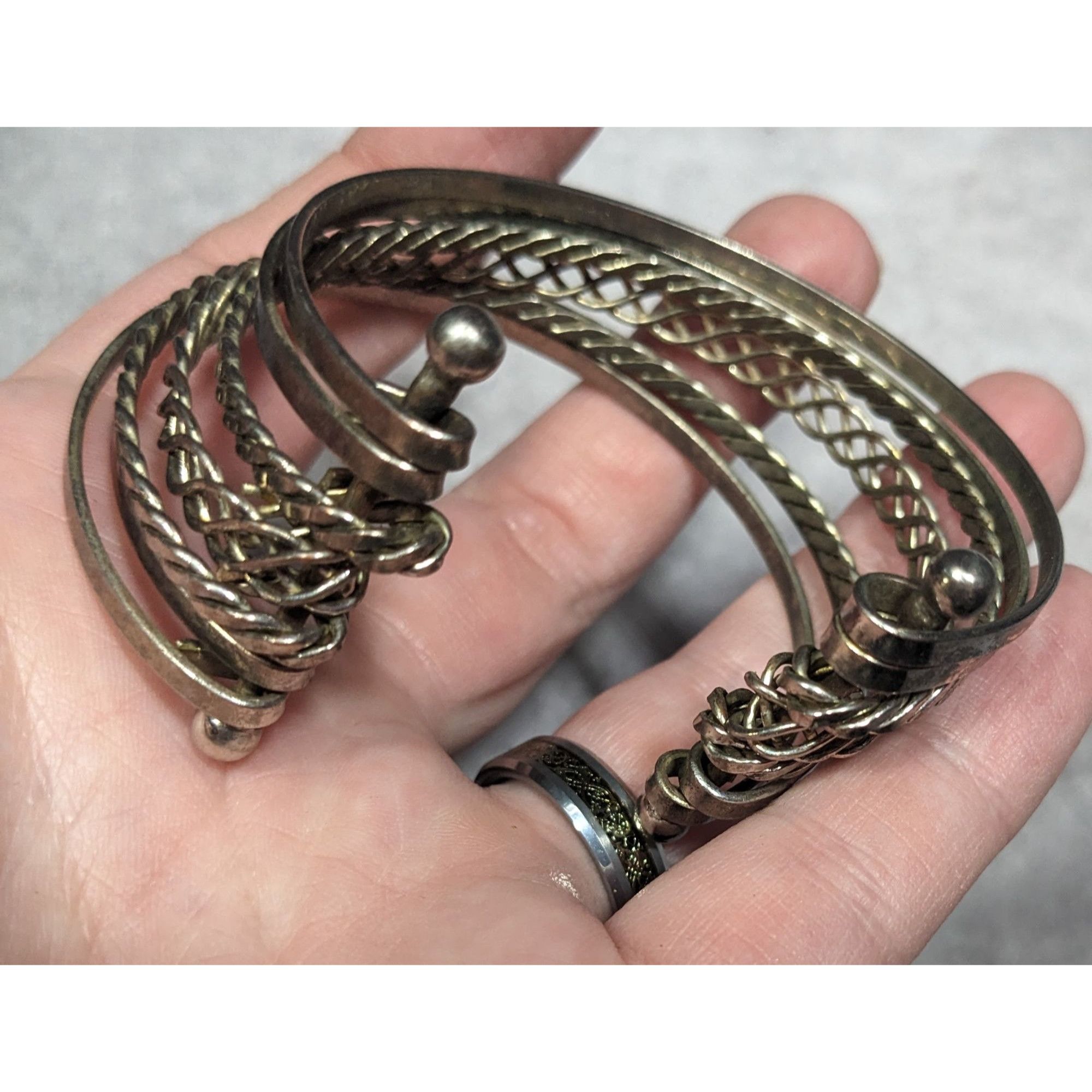 Other Braided Multilayer Silver Tone Cuff Bracelet Size ONE SIZE - 8 Thumbnail